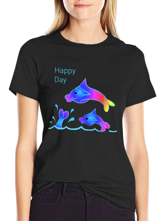 Happy Day Dolphin T-Shirt - Fun Graphic Tee