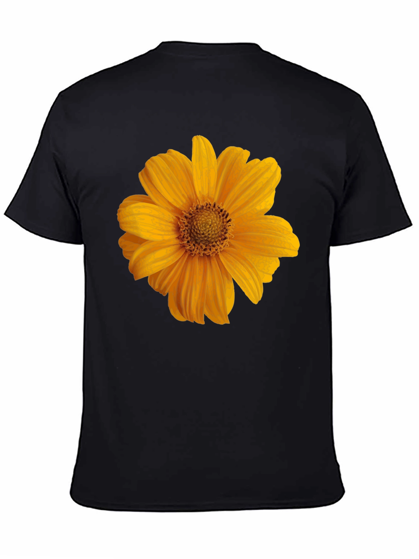 Mens Black T-Shirt with Sunflower Graphic