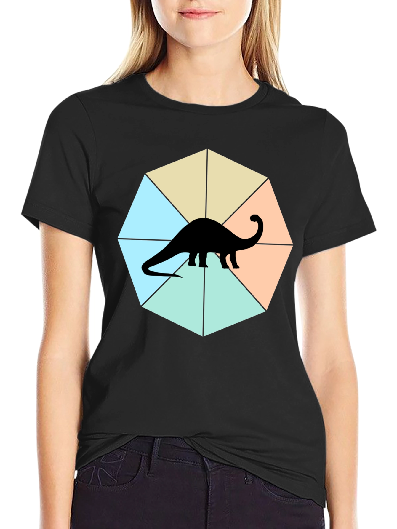 Dino Graphic Tee - Stylish Geometric Design