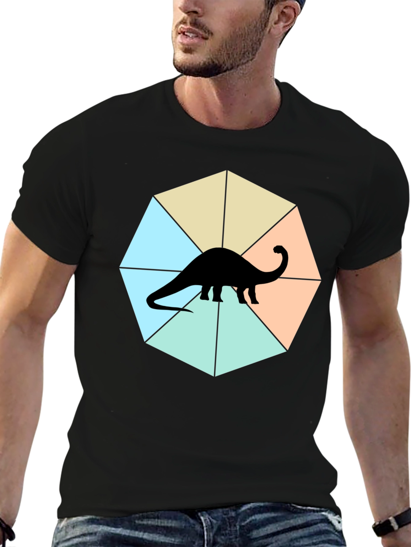 Dino Graphic Tee - Stylish Geometric Design