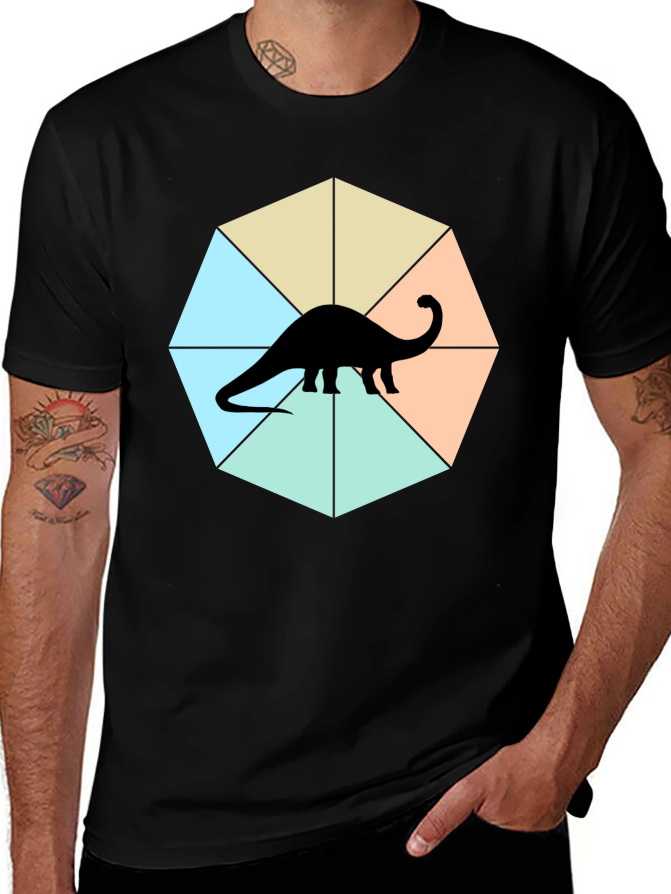 Dino Graphic Tee - Stylish Geometric Design