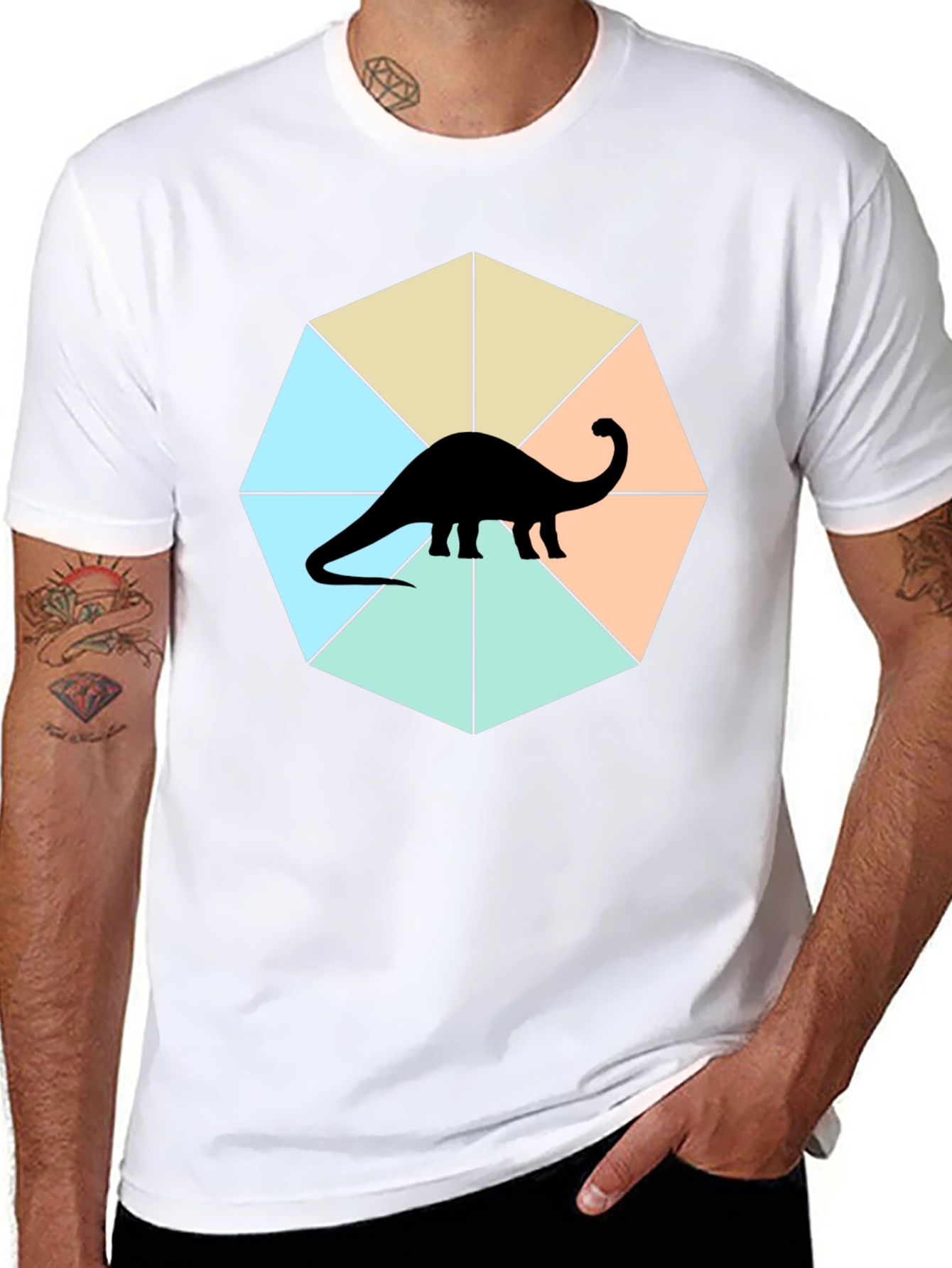 Dino Graphic Tee - Stylish Geometric Design