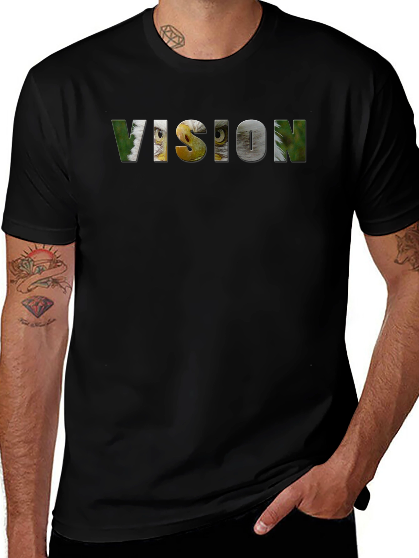 Vision Eagle Graphic Tee - Stylish Black T-Shirt