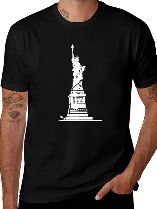 Statue of Liberty Graphic Tee - Black Cotton Shirt