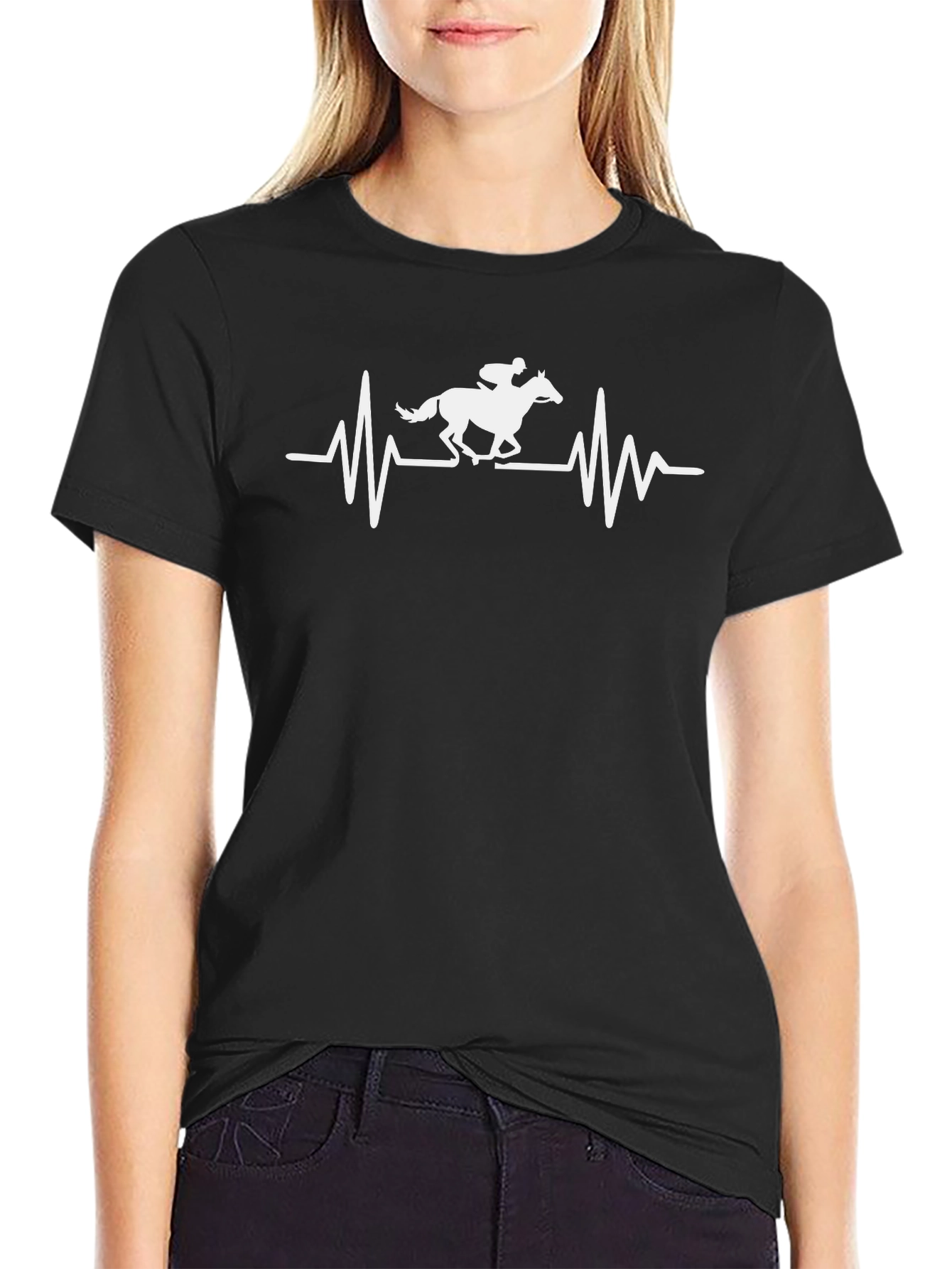 Horse Racing Heartbeat T-Shirt - Equestrian Style