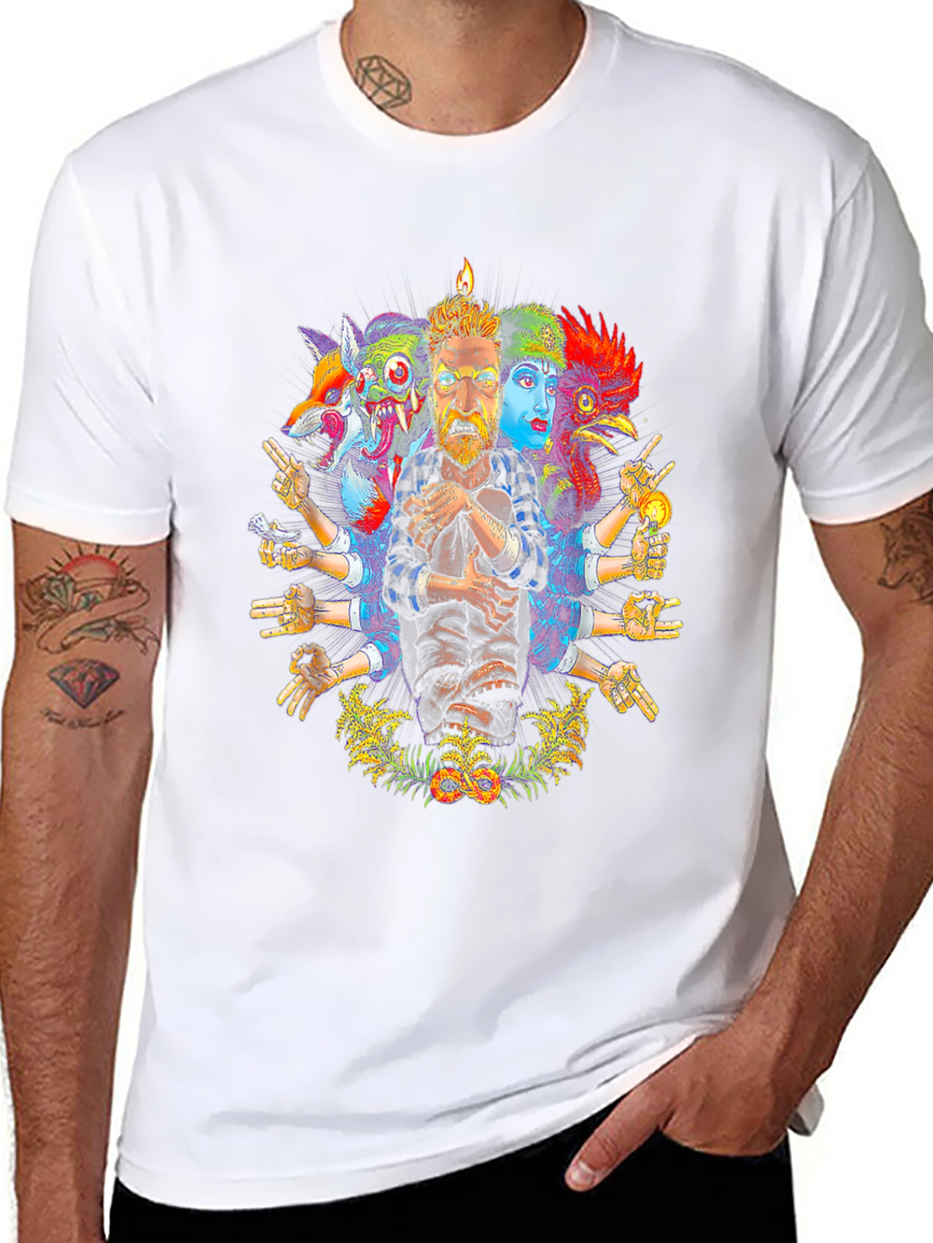 Surreal Artistic Graphic Print Crew Neck T-Shirt