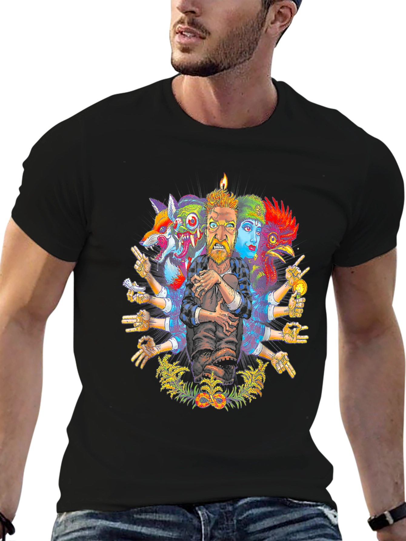 Surreal Artistic Graphic Print Crew Neck T-Shirt