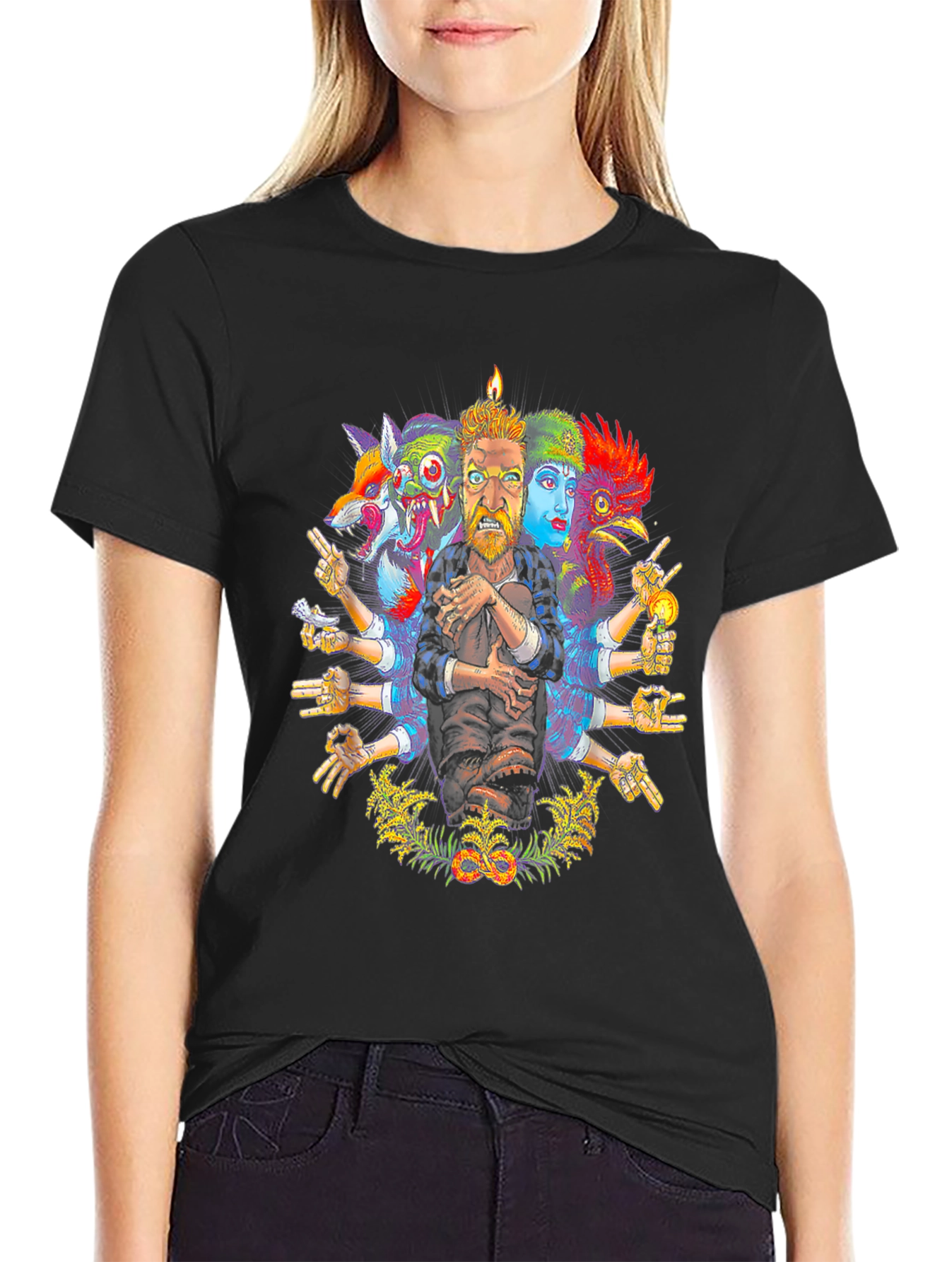 Surreal Artistic Graphic Print Crew Neck T-Shirt