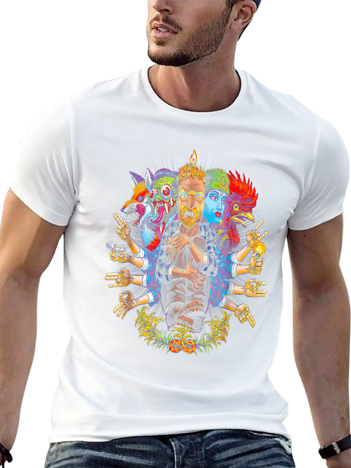 Surreal Artistic Graphic Print Crew Neck T-Shirt
