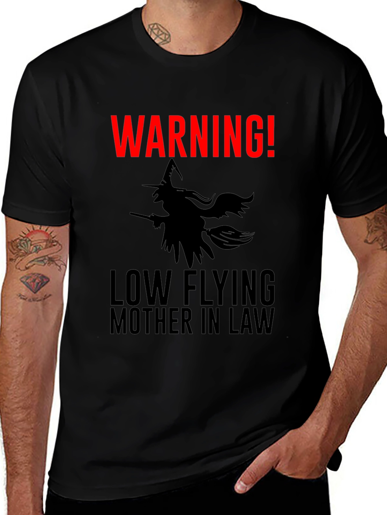 Warning! Low Flying Mother-in-Law Graphic Tee