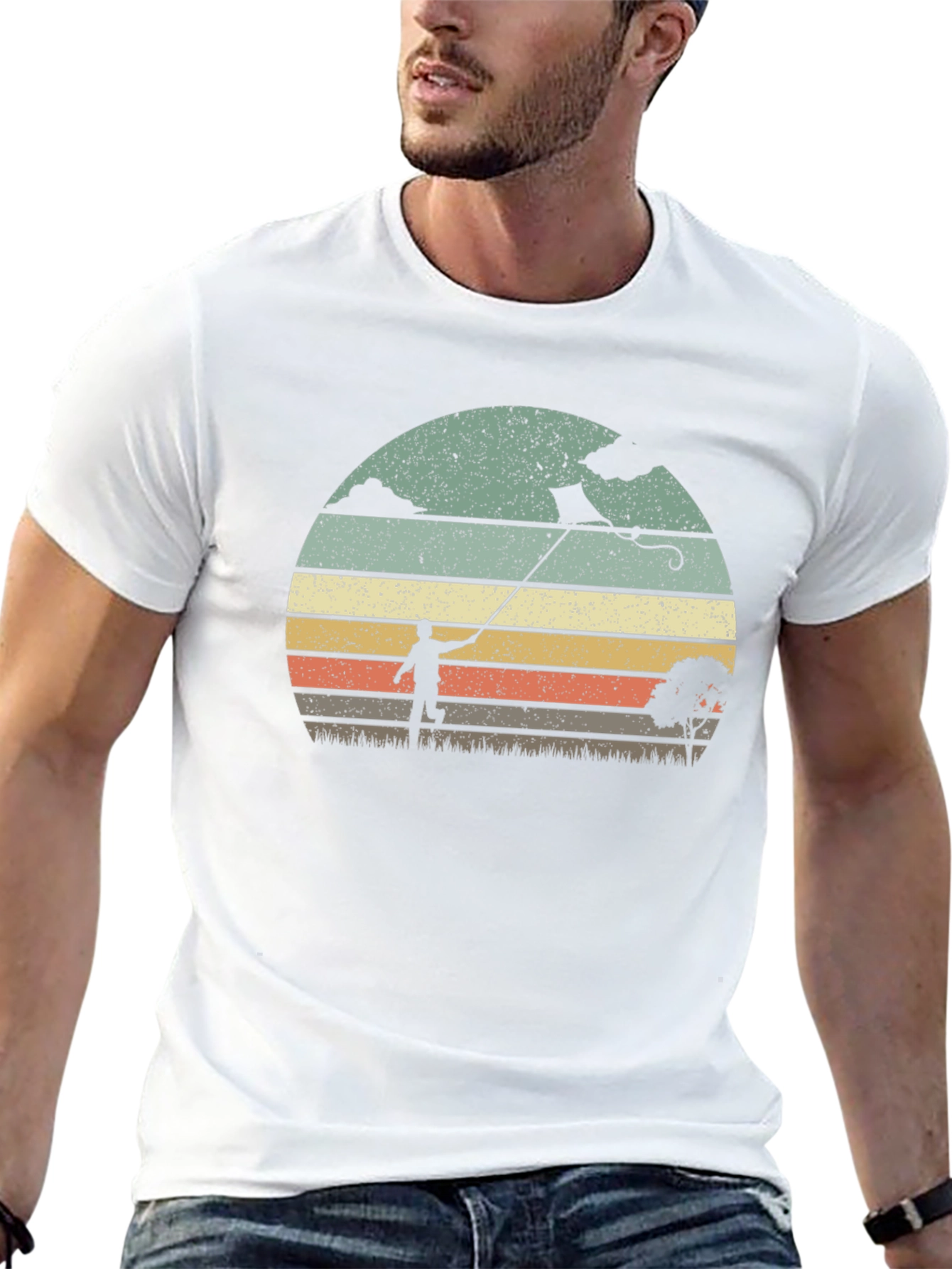 Retro Kite Flying Graphic T-Shirt