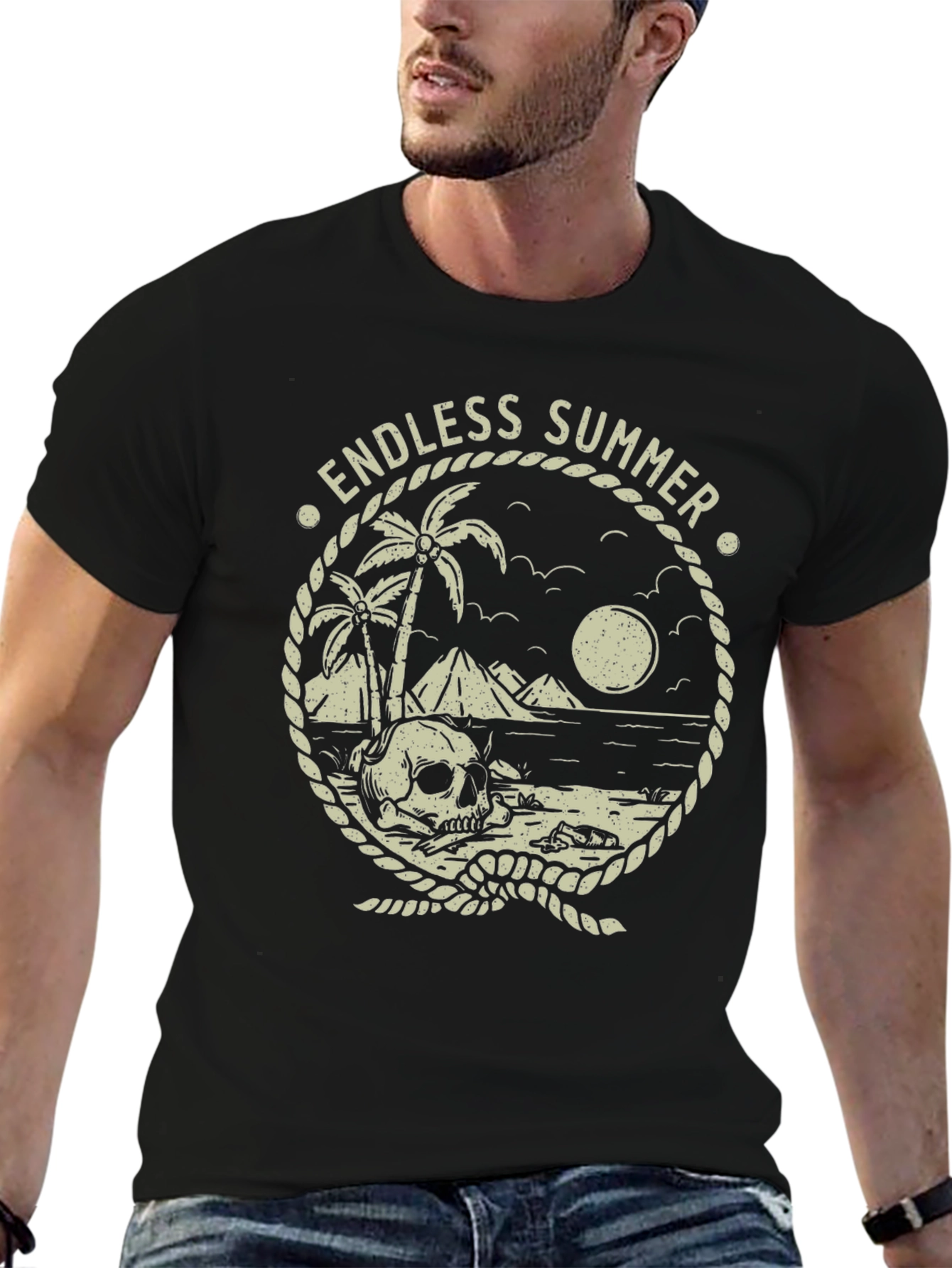 Endless Summer Skull Beach Graphic T-Shirt