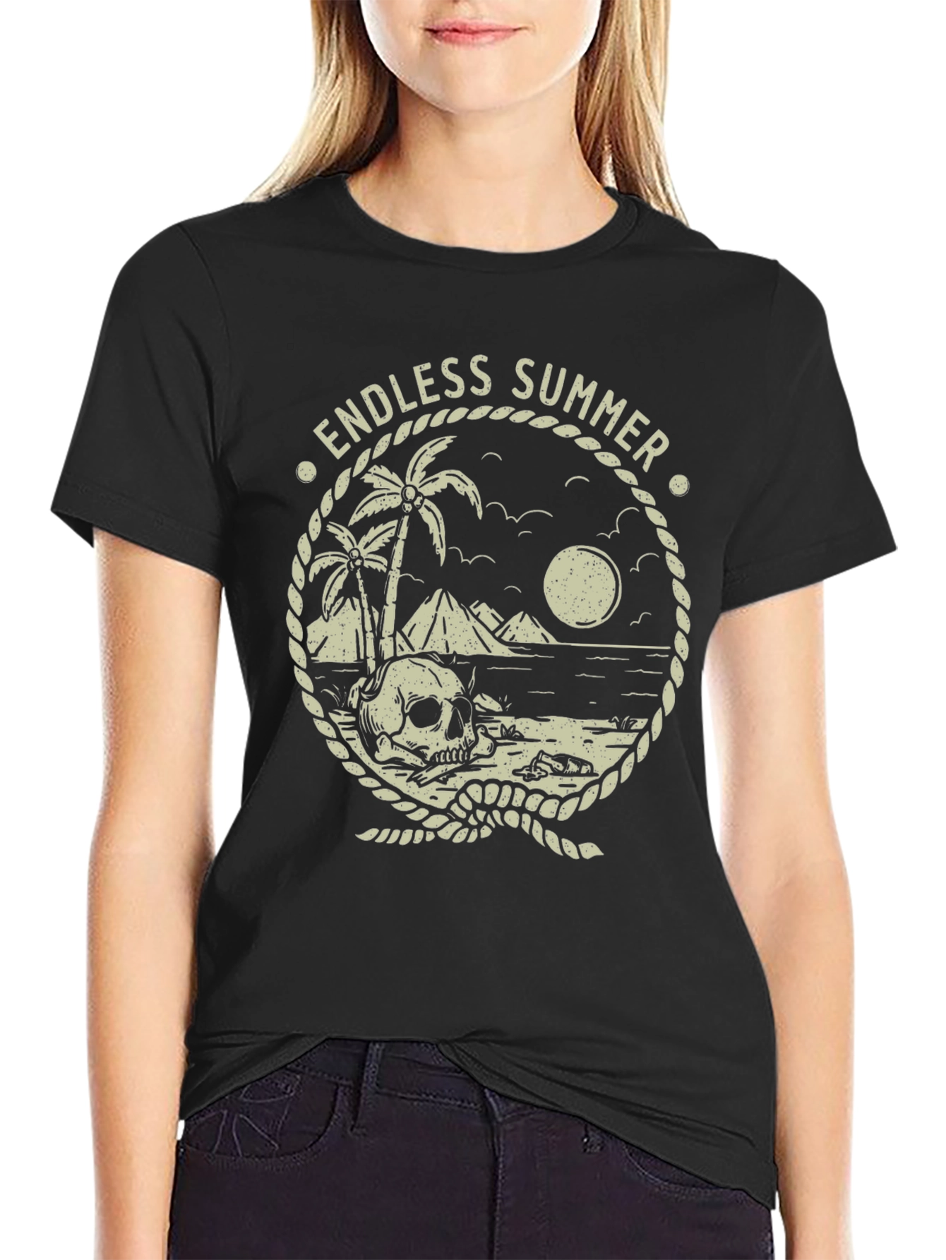 Endless Summer Skull Beach Graphic T-Shirt