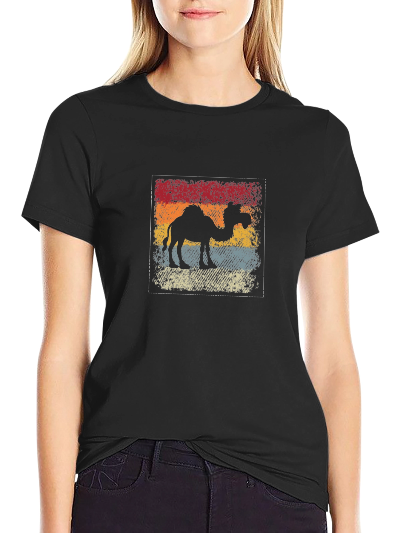 Retro Camel Silhouette Black T-Shirt