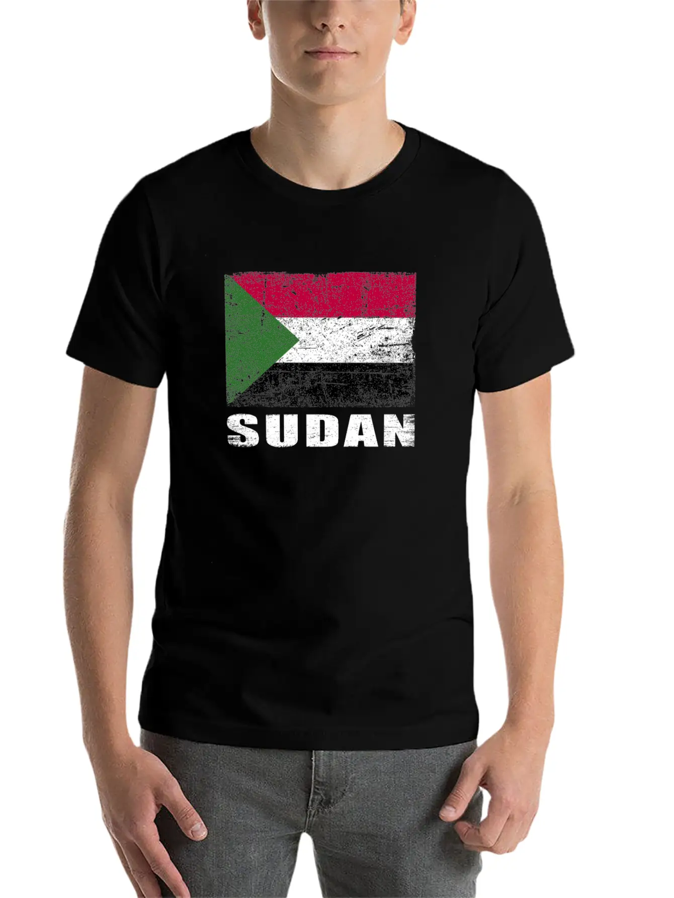 Sudan Flag Grunge Country Flag Sudan Unisex Casual T-Shirt – Clean Design For Daily Comfort