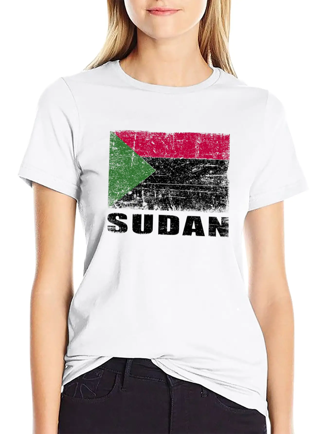Sudan Flag Grunge Country Flag Sudan Unisex Casual T-Shirt – Clean Design For Daily Comfort