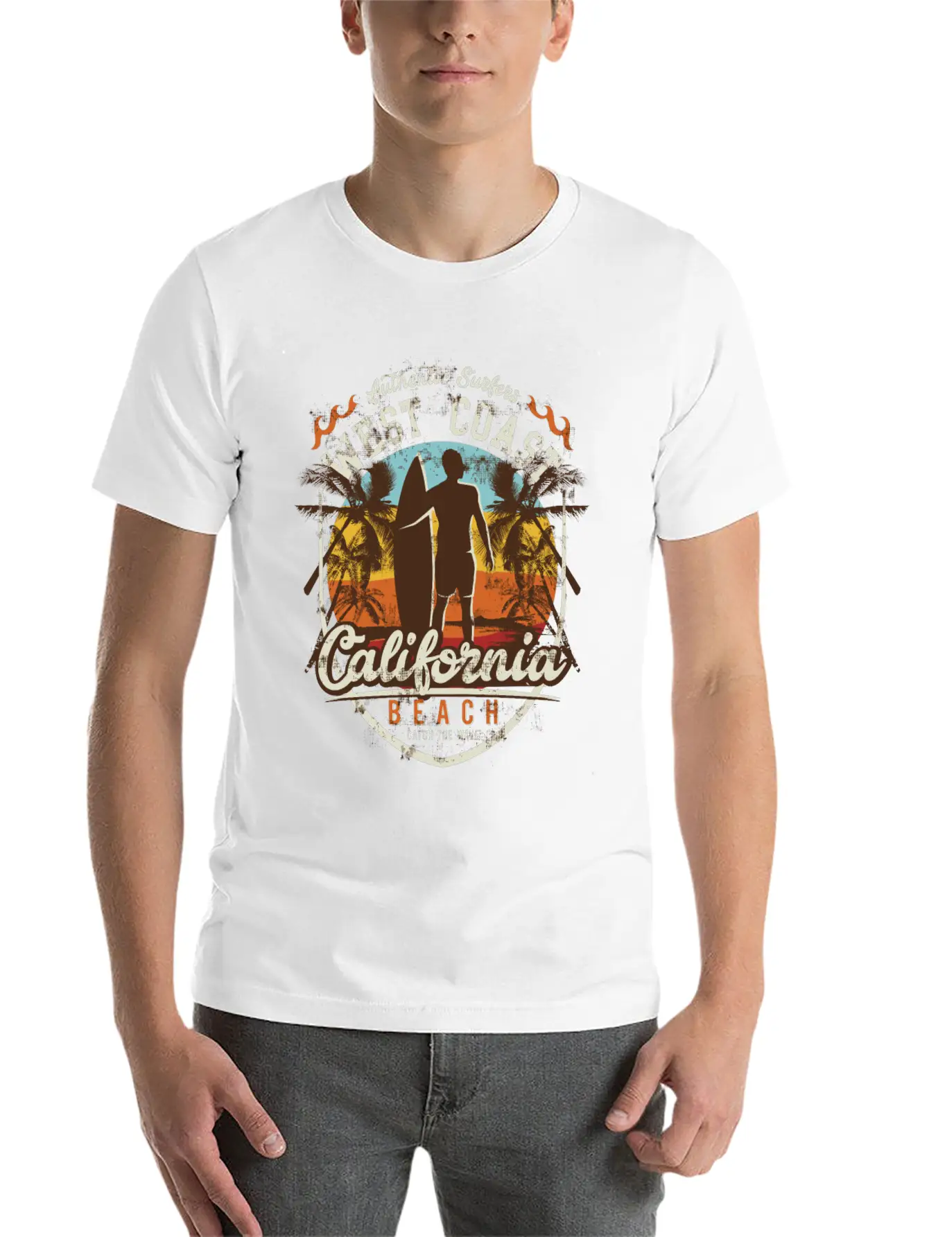 Surfing Surfer West Coast Surfing Strand Beach Unisex Casual T-Shirt – Clean Design For Daily Comfort