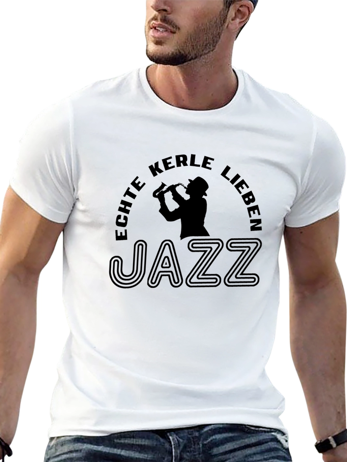 Echte Kerle Lieben Jazz Graphic Black T-Shirt