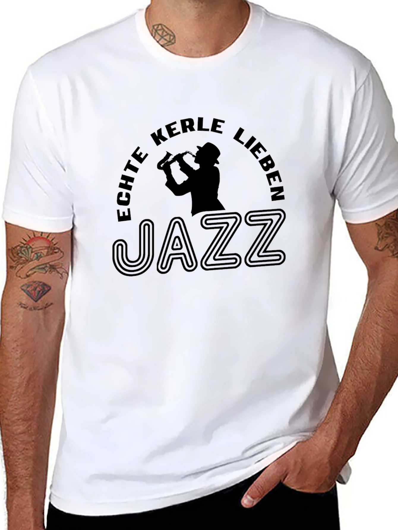 Echte Kerle Lieben Jazz Graphic Black T-Shirt