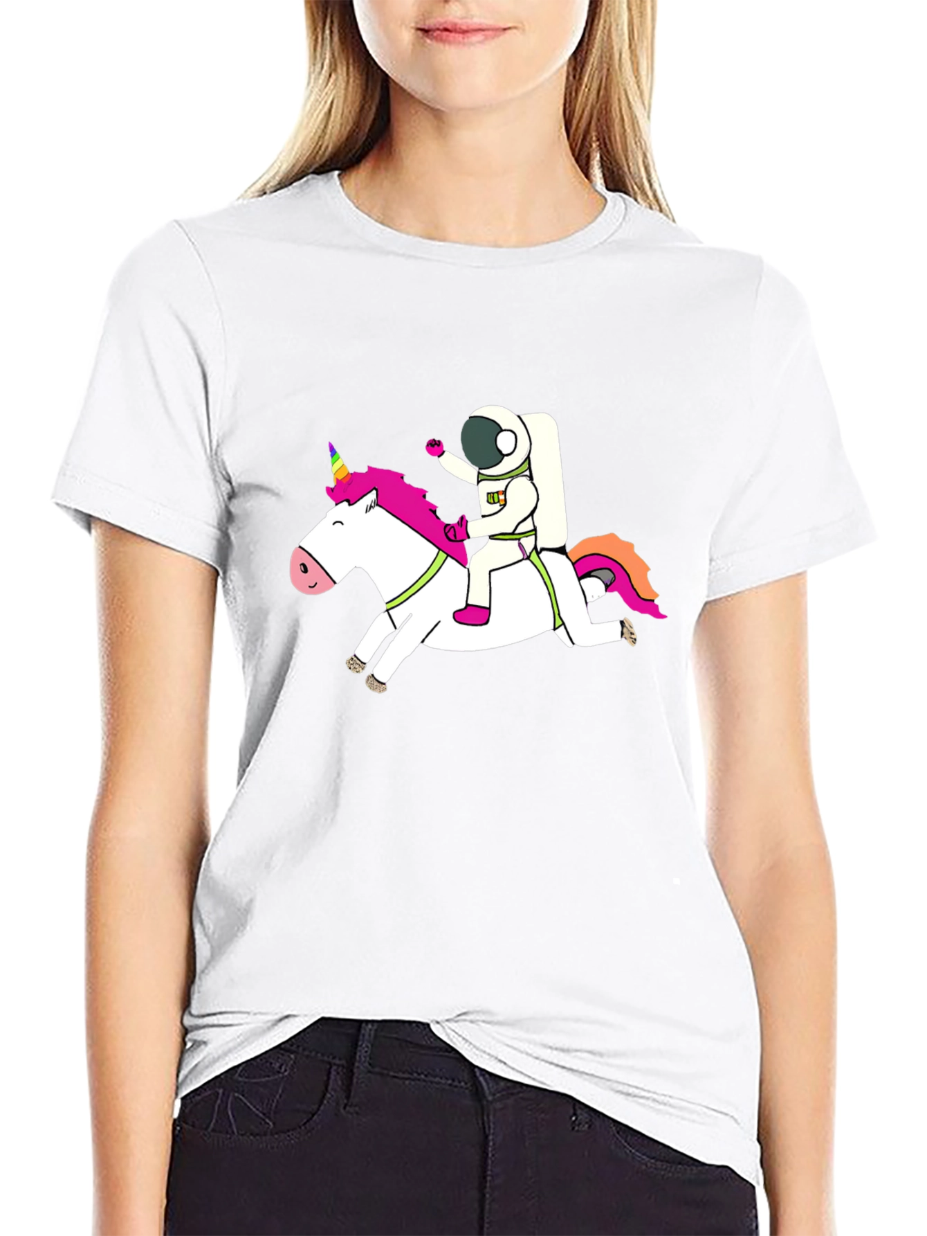 Astronaut Unicorn Black T-Shirt