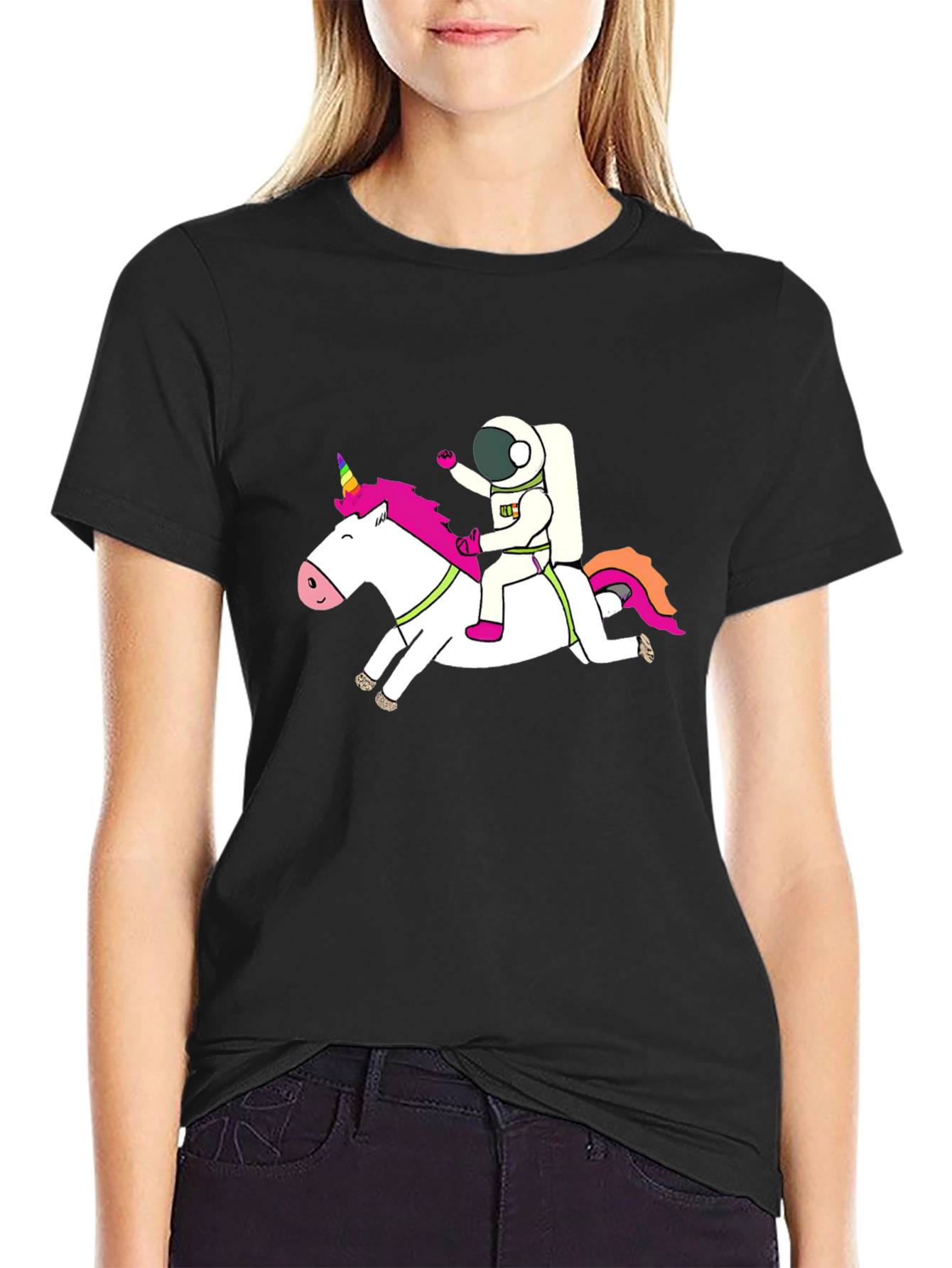 Astronaut Unicorn Black T-Shirt