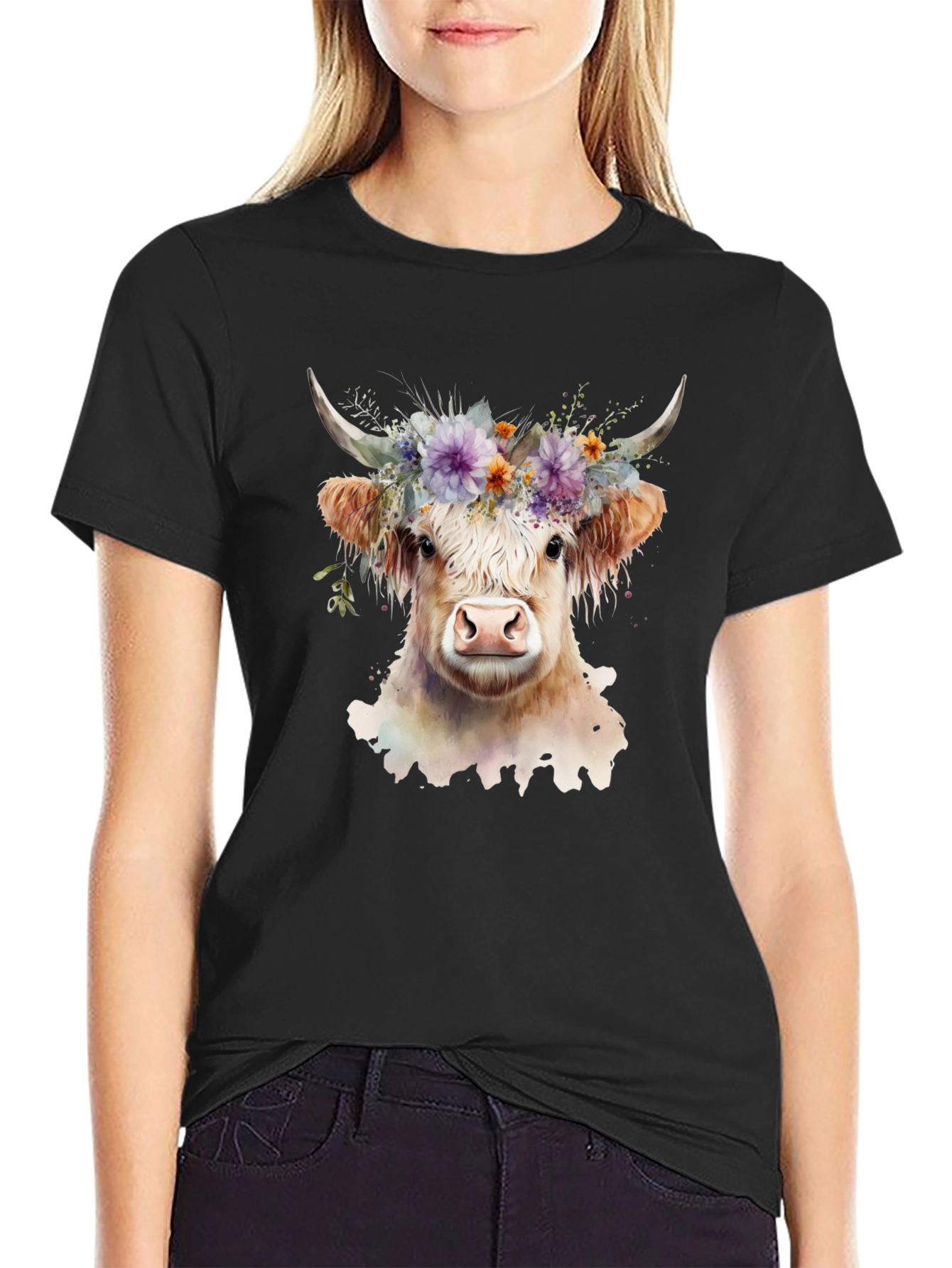 Floral Cow Graphic Tee - Unisex Soft Cotton