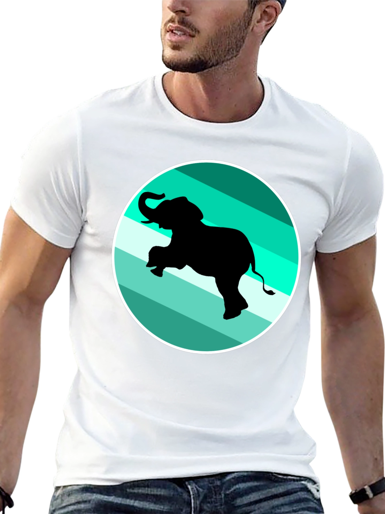 Elephant Graphic Print Crew Neck Tee