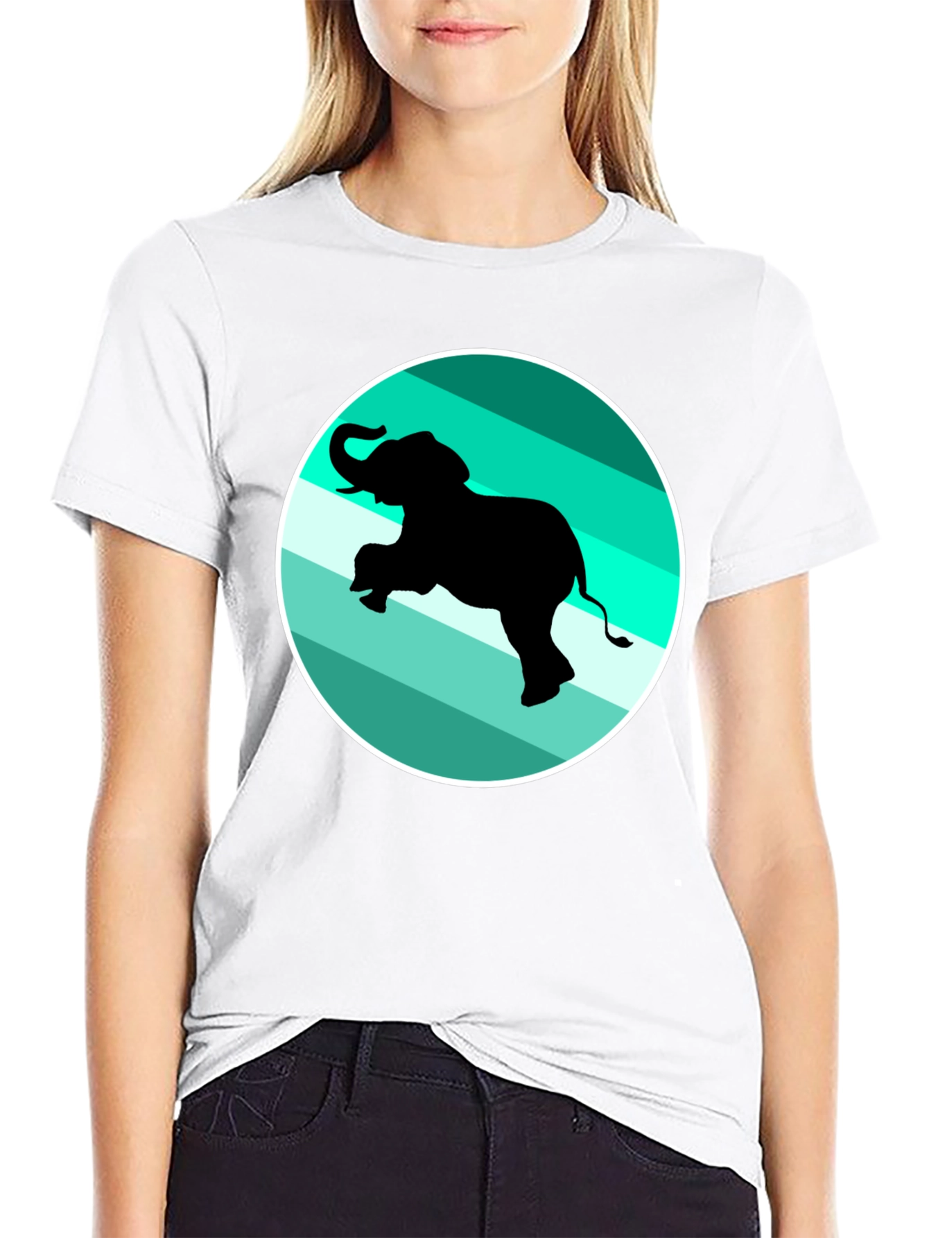 Elephant Graphic Print Crew Neck Tee