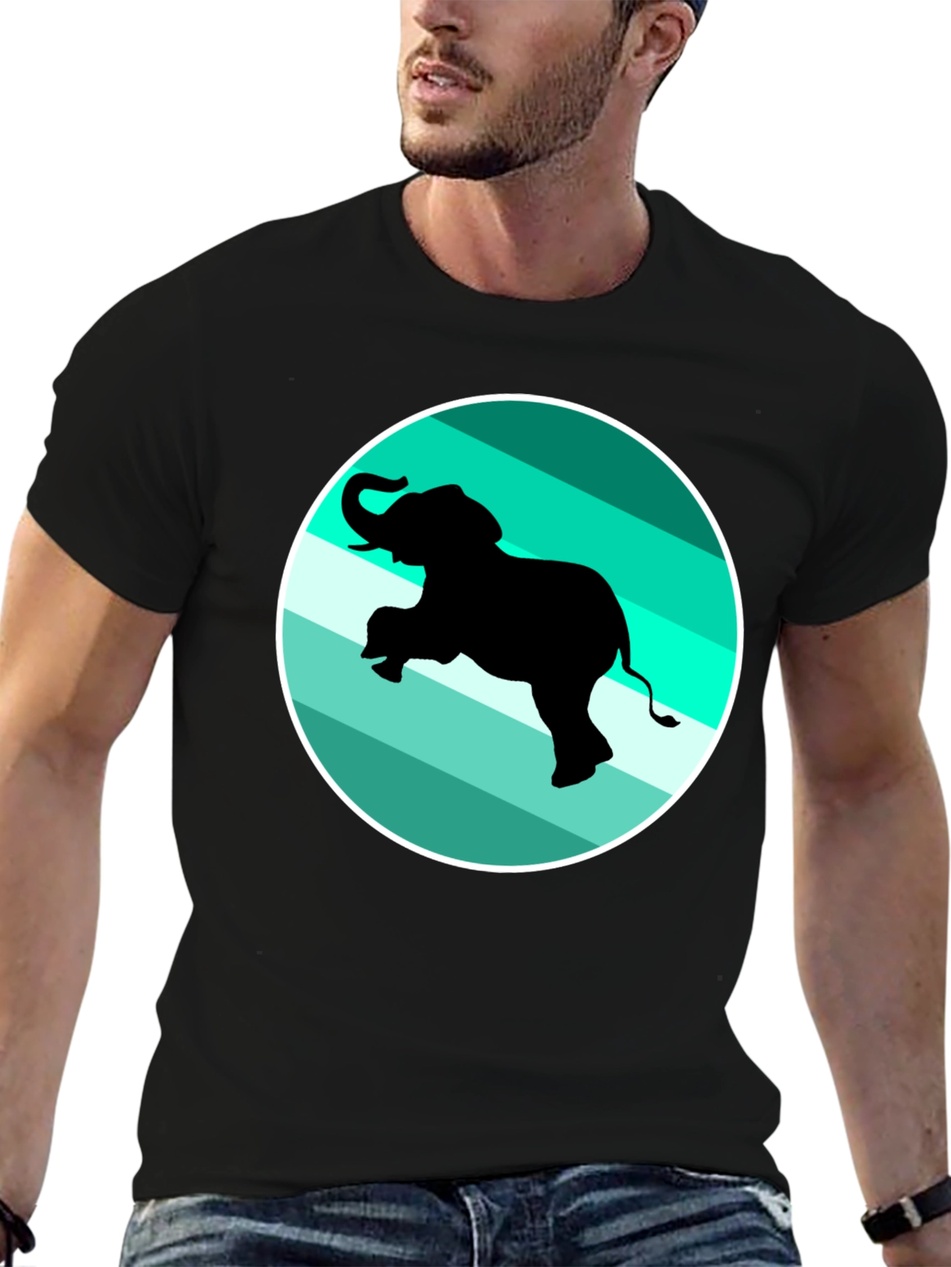 Elephant Graphic Print Crew Neck Tee