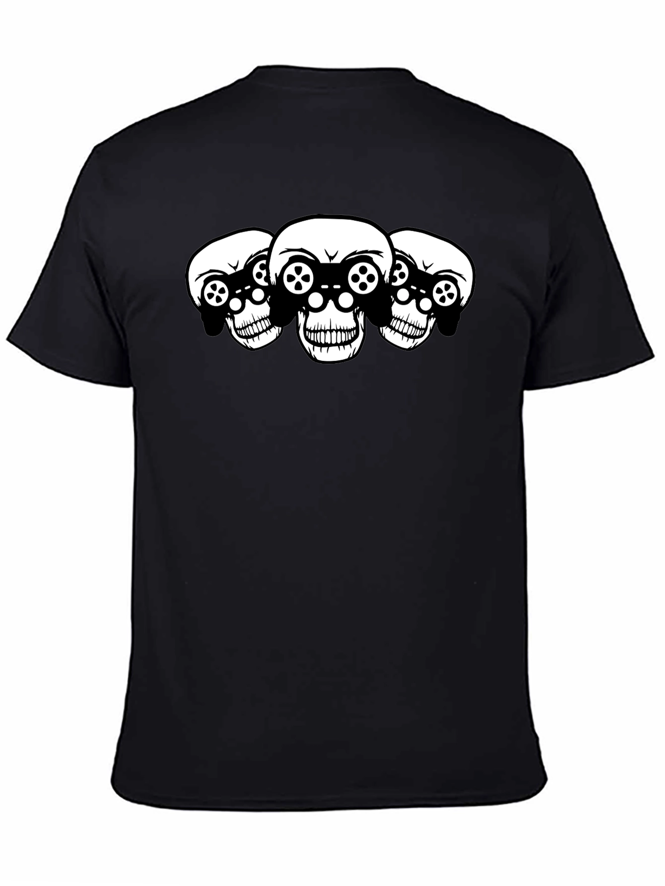 Gaming Skull T-Shirt - Black Cotton Graphic Tee