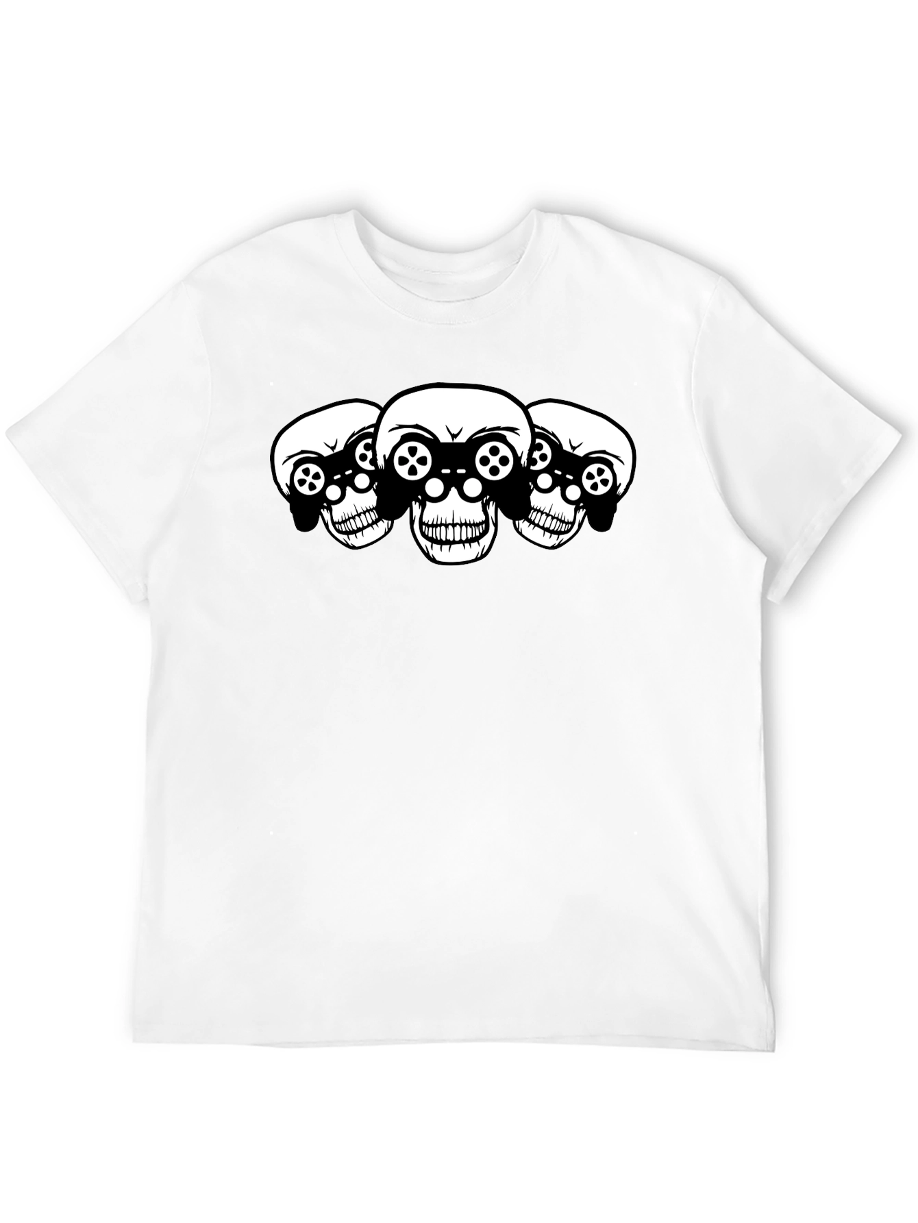 Gaming Skull T-Shirt - Black Cotton Graphic Tee