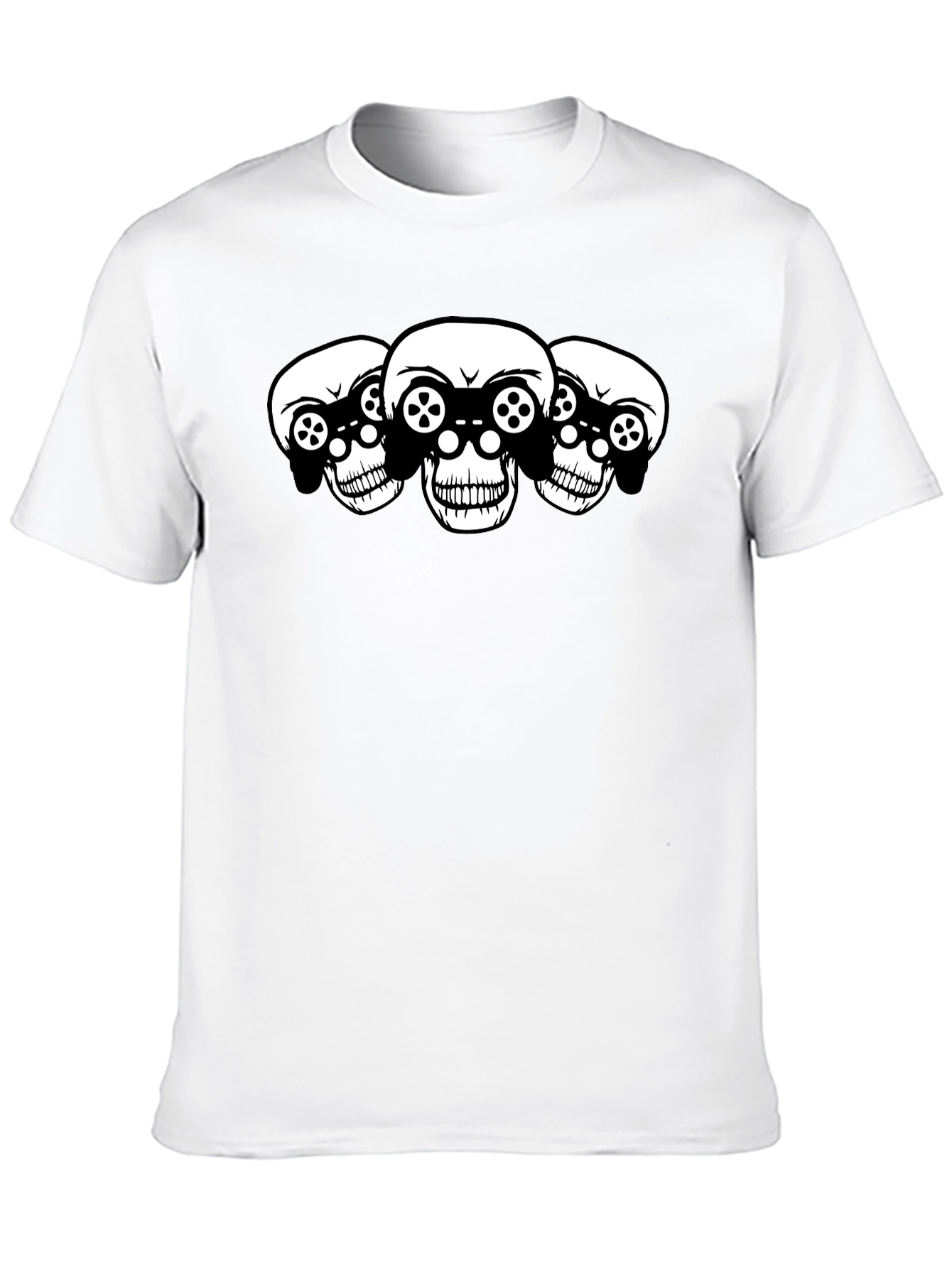 Gaming Skull T-Shirt - Black Cotton Graphic Tee