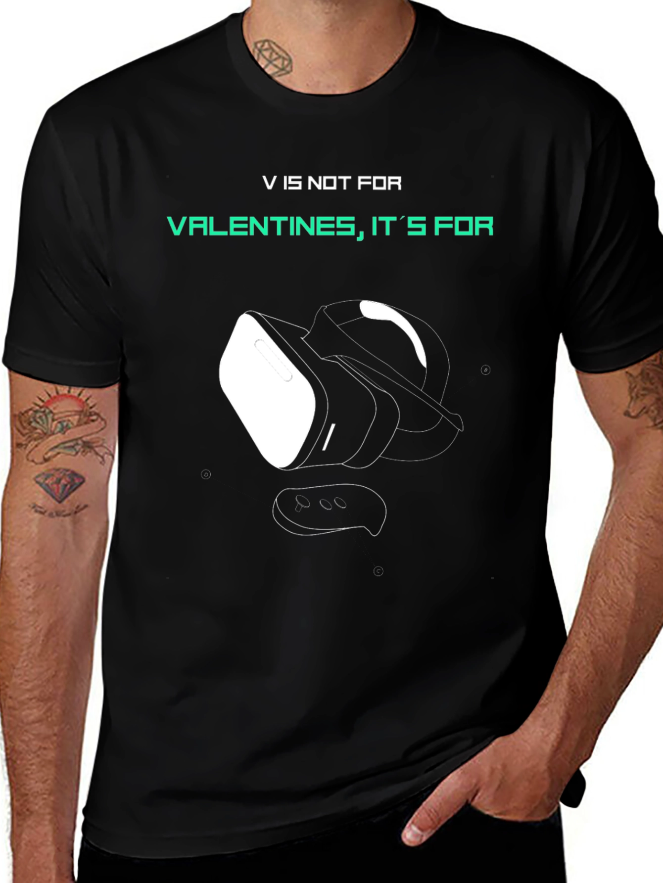 Gamer VR Valentines Day Black T-Shirt