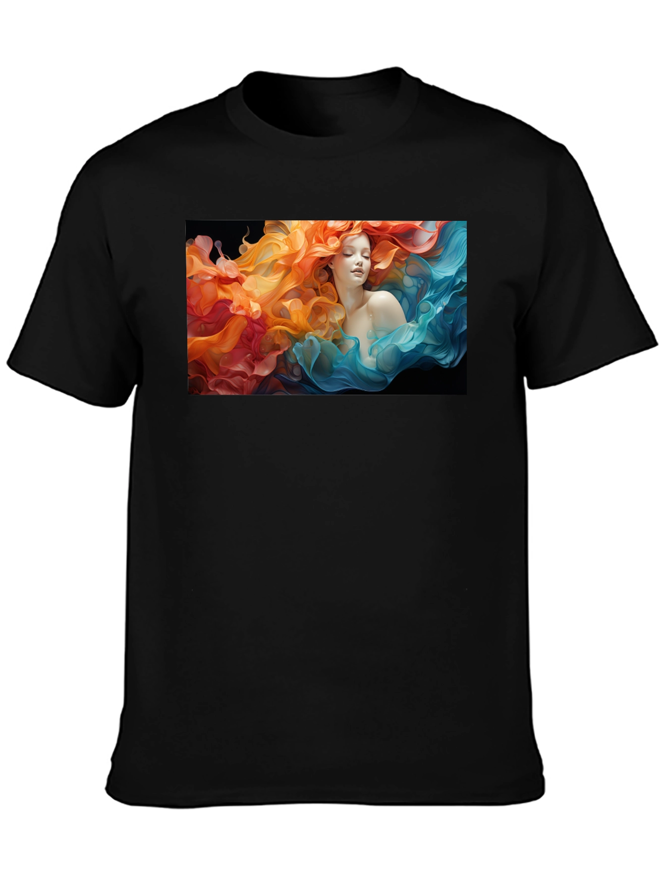 Woman Flowing T-Shirt: Artistic Graphic Tee