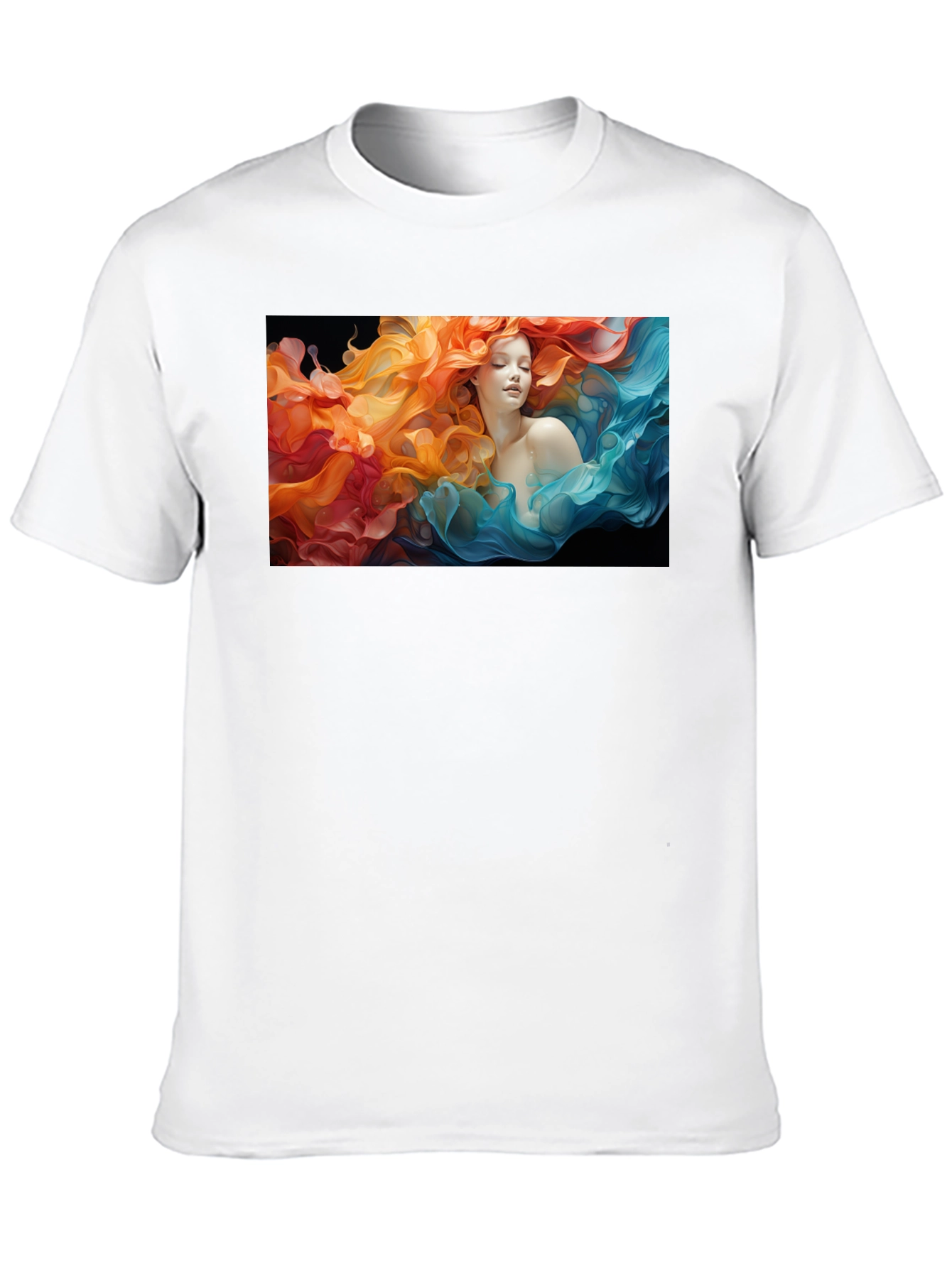 Woman Flowing T-Shirt: Artistic Graphic Tee