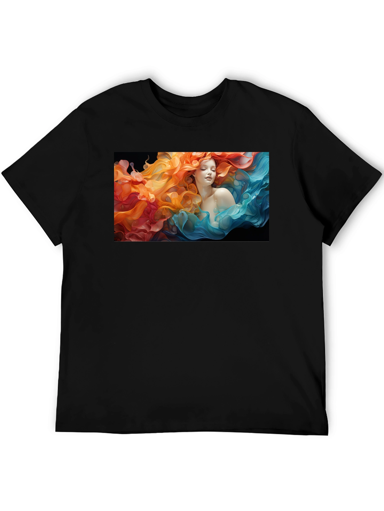 Woman Flowing T-Shirt: Artistic Graphic Tee