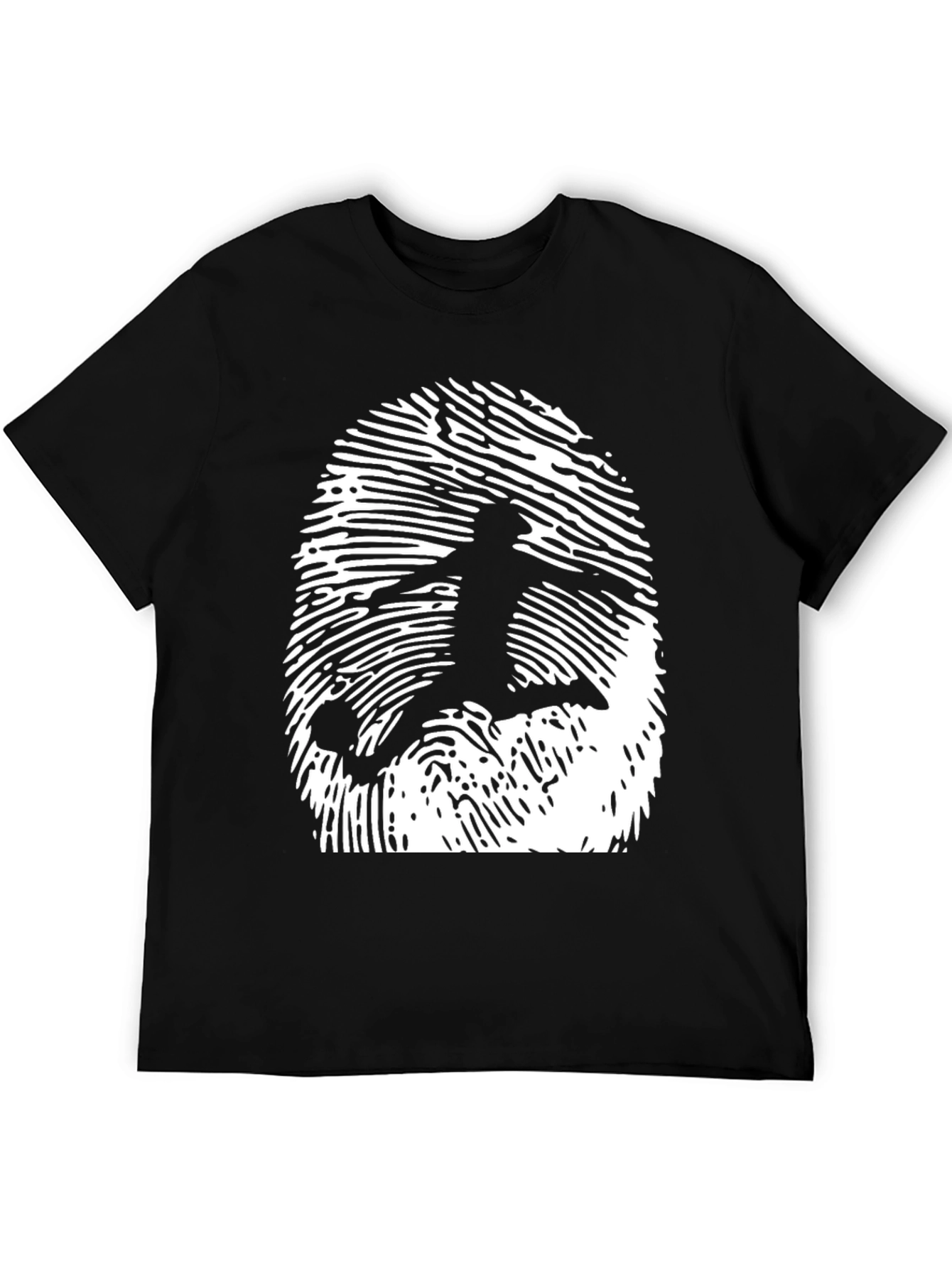Soccer Fingerprint Graphic Tee - Black Cotton T-Shirt