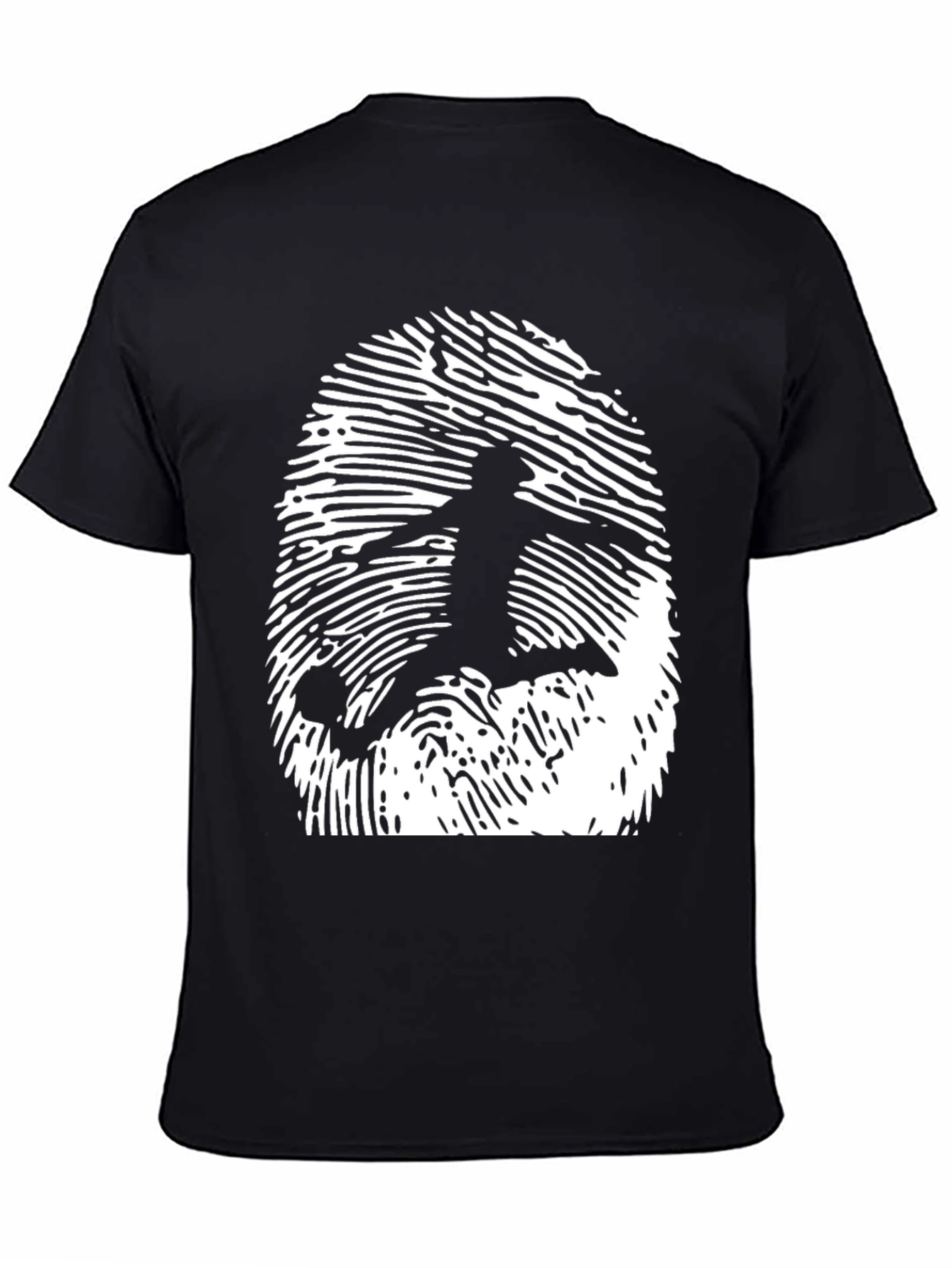 Soccer Fingerprint Graphic Tee - Black Cotton T-Shirt