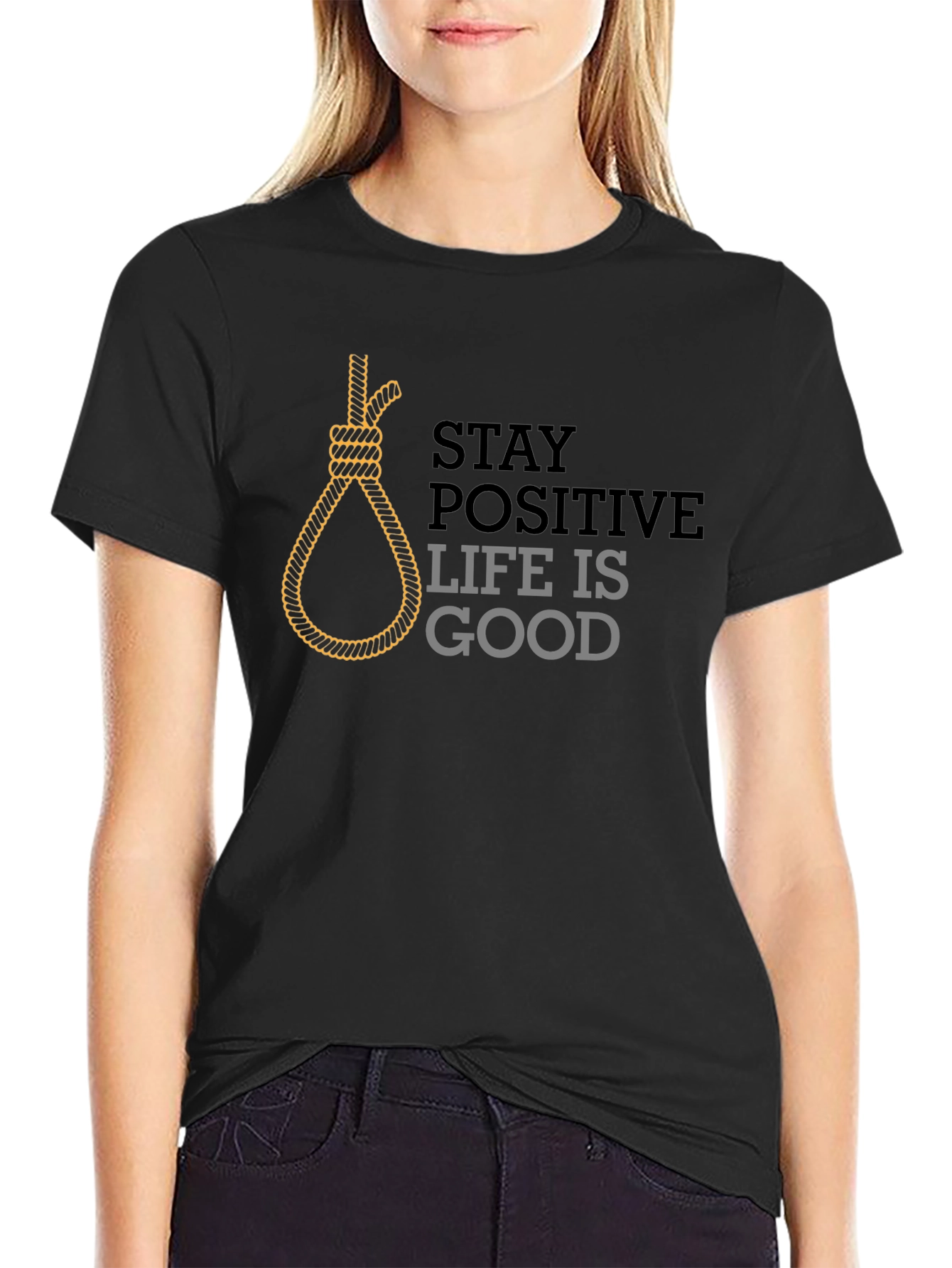 Stay Positive Black Graphic Tee