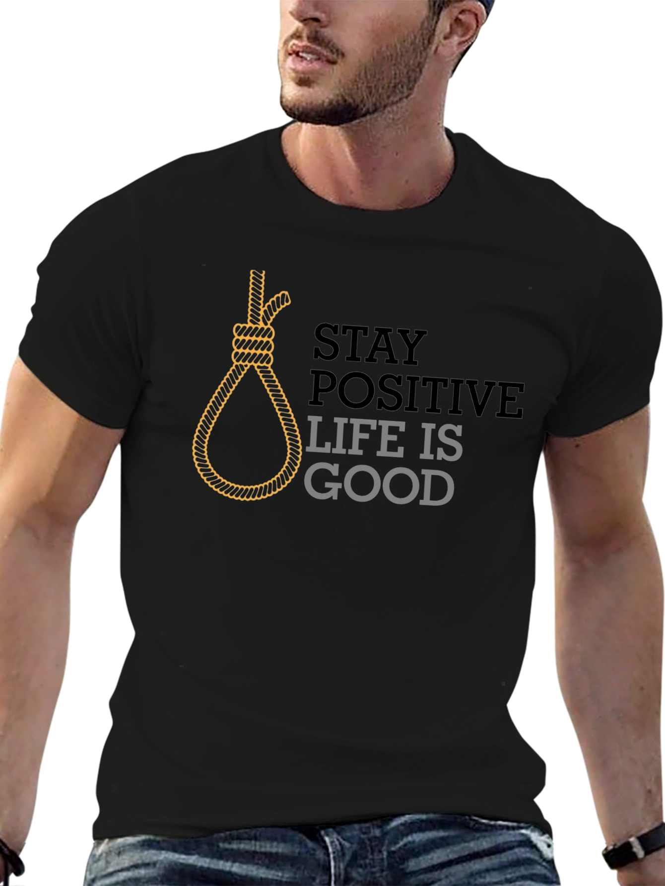 Stay Positive Black Graphic Tee