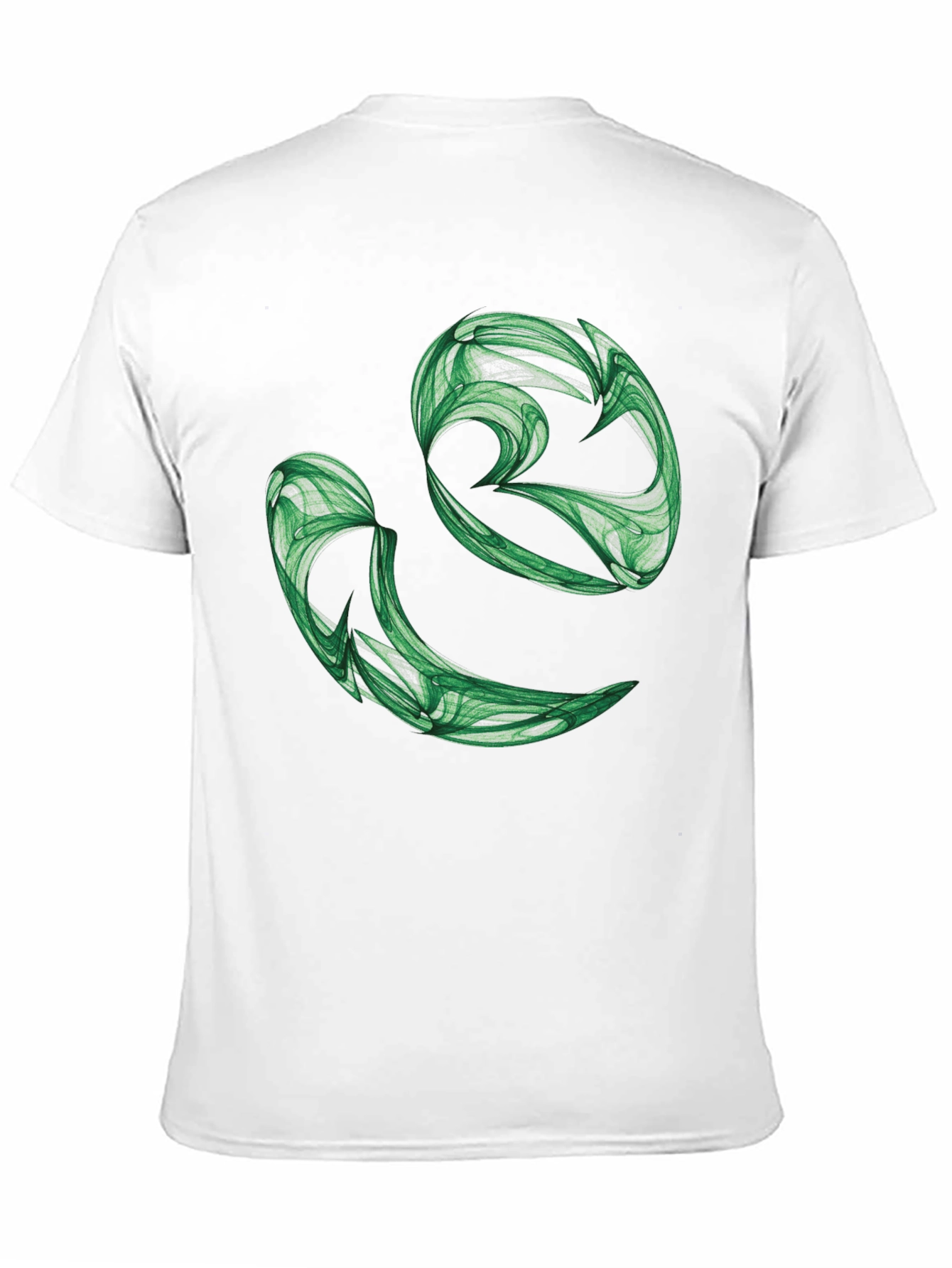 Abstract Green Swirl Graphic Black T-Shirt