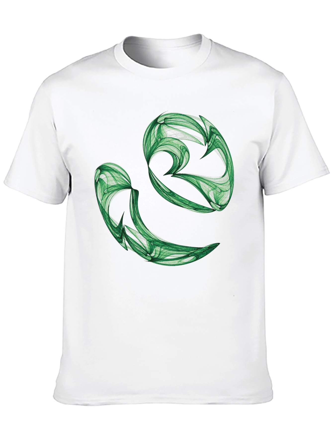 Abstract Green Swirl Graphic Black T-Shirt