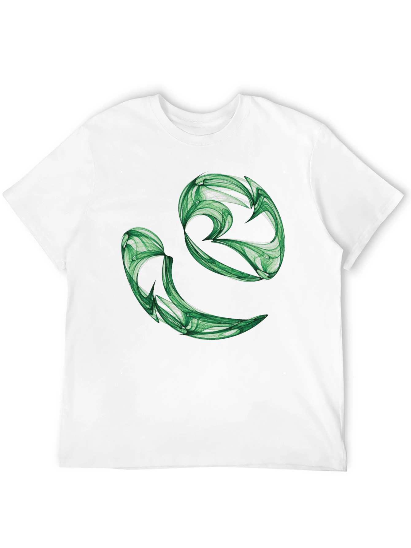 Abstract Green Swirl Graphic Black T-Shirt