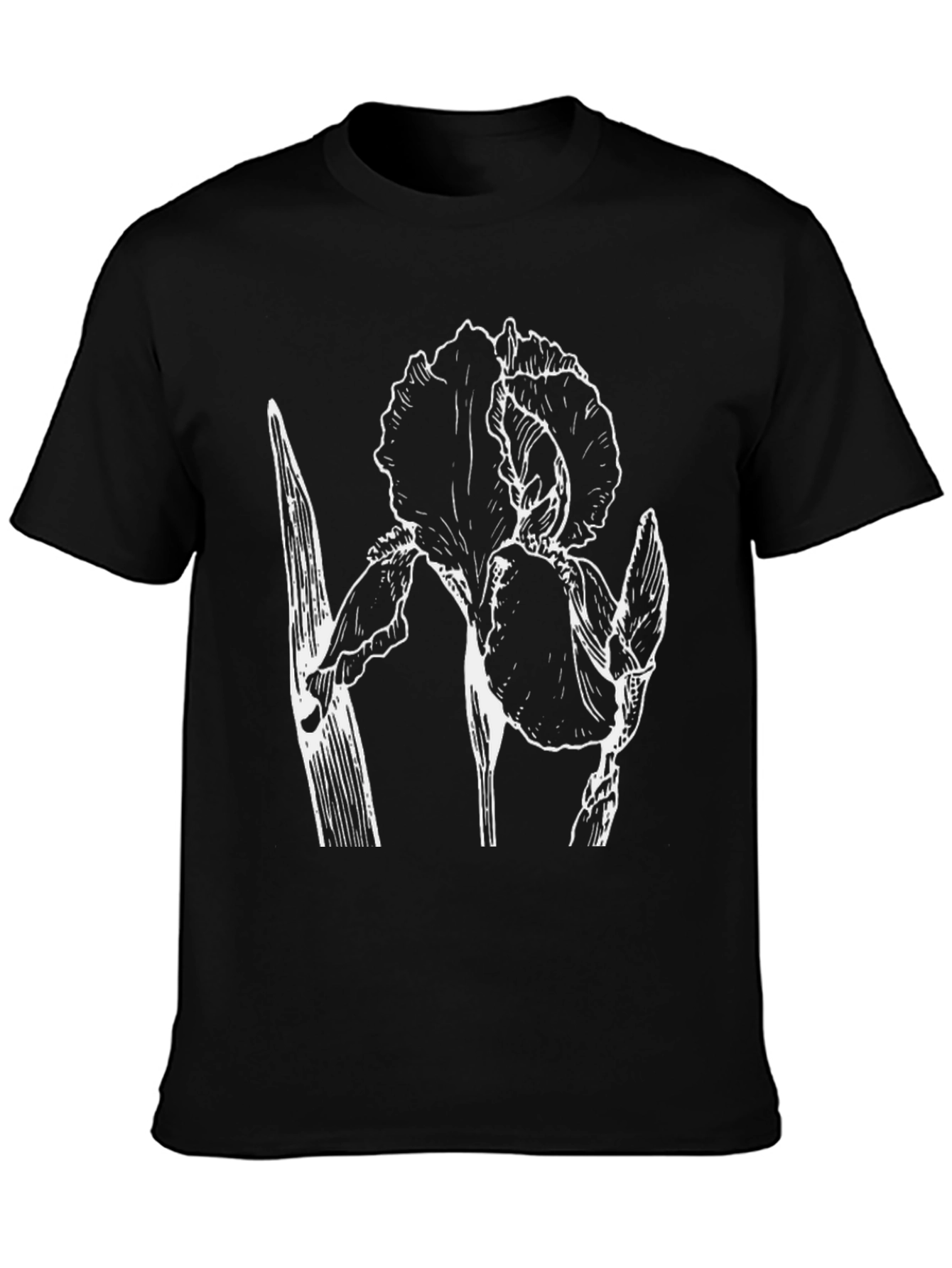 Floral Graphic Print Black Crew Neck T-Shirt