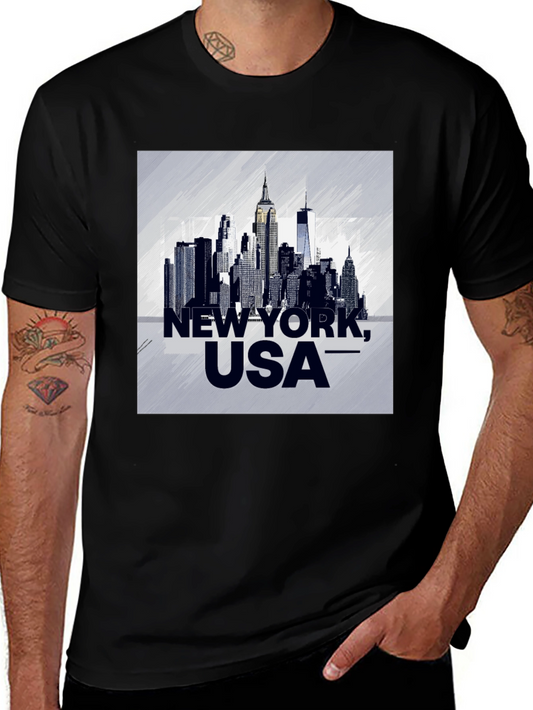 New York USA Skyline Graphic T-Shirt - Stylish City Tee