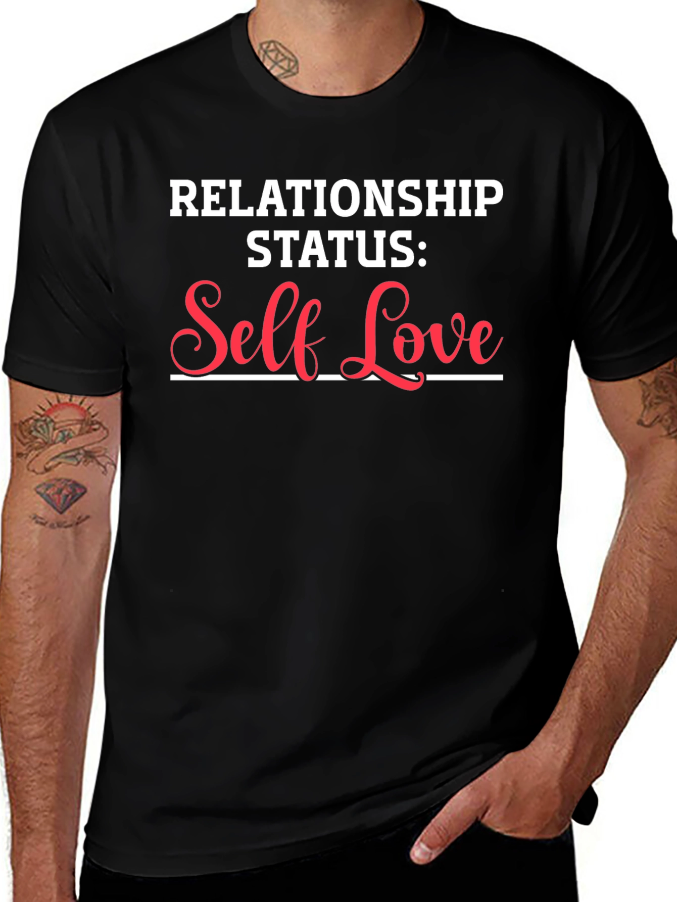 Self Love Relationship Status Black T-Shirt