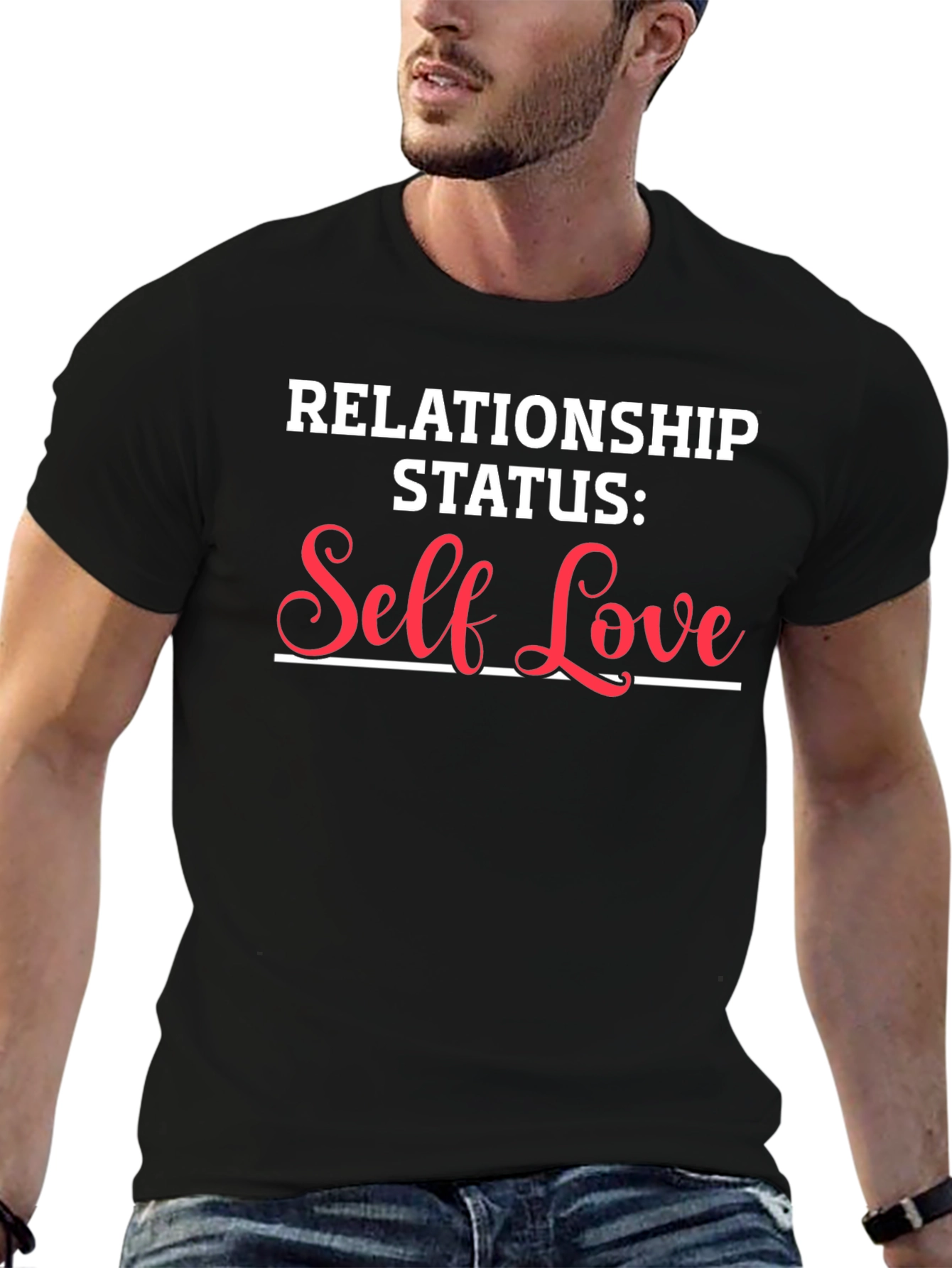 Self Love Relationship Status Black T-Shirt