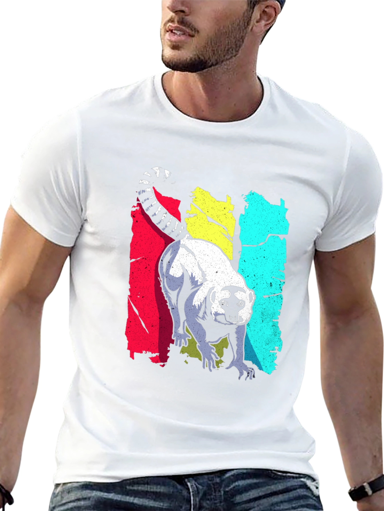 Lemur Graphic Print Black T-Shirt