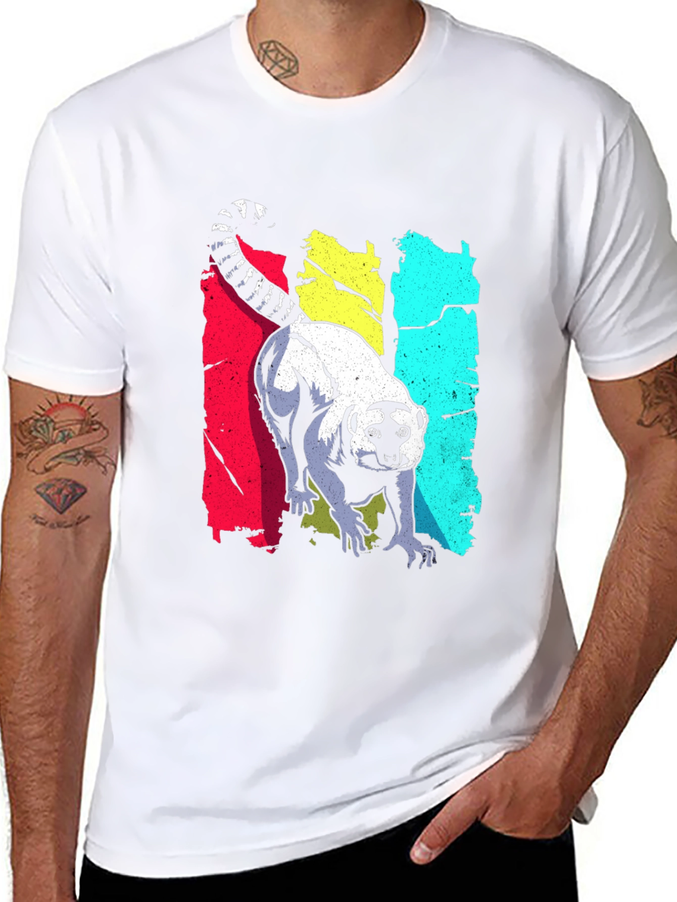 Lemur Graphic Print Black T-Shirt