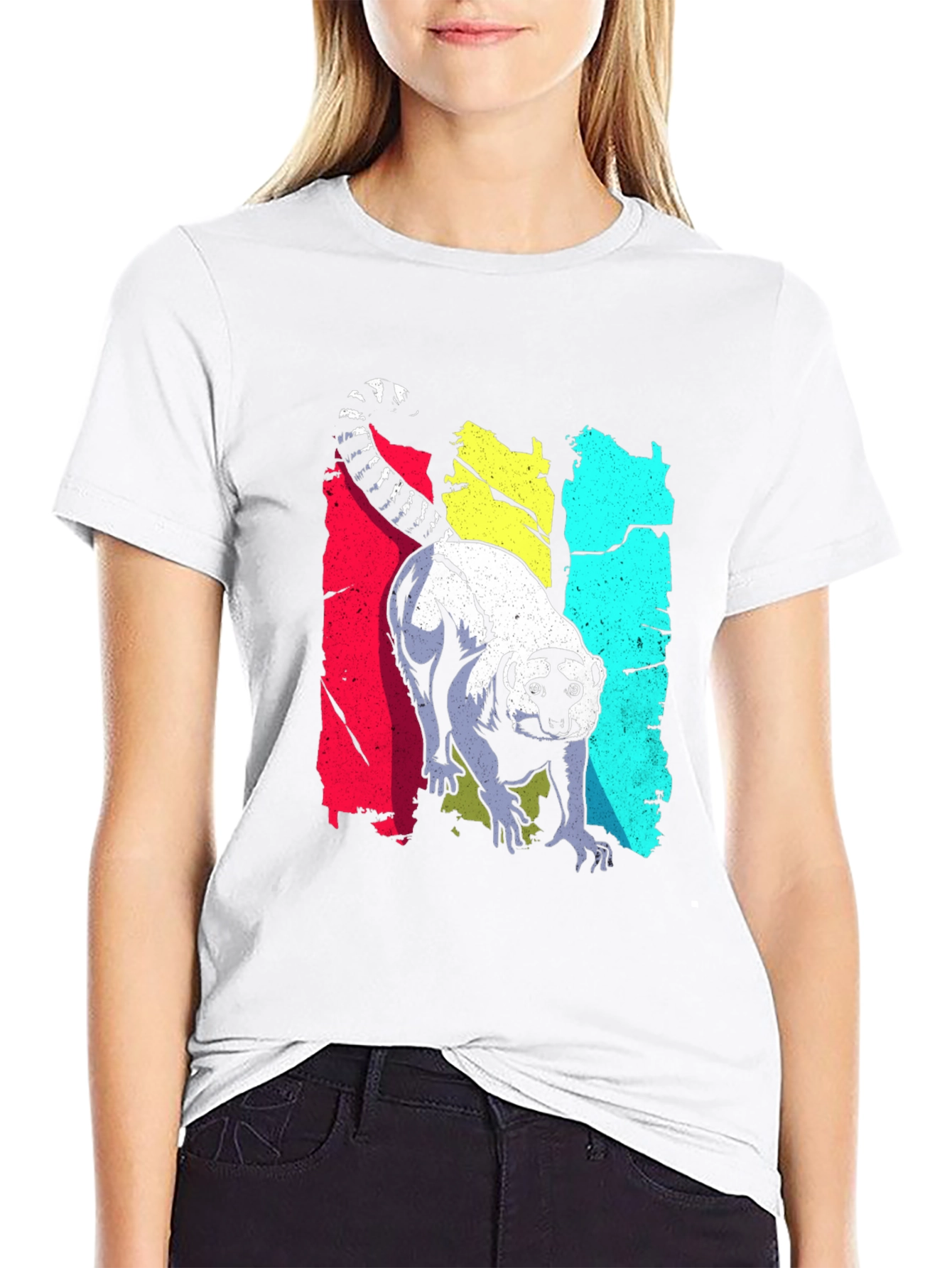 Lemur Graphic Print Black T-Shirt